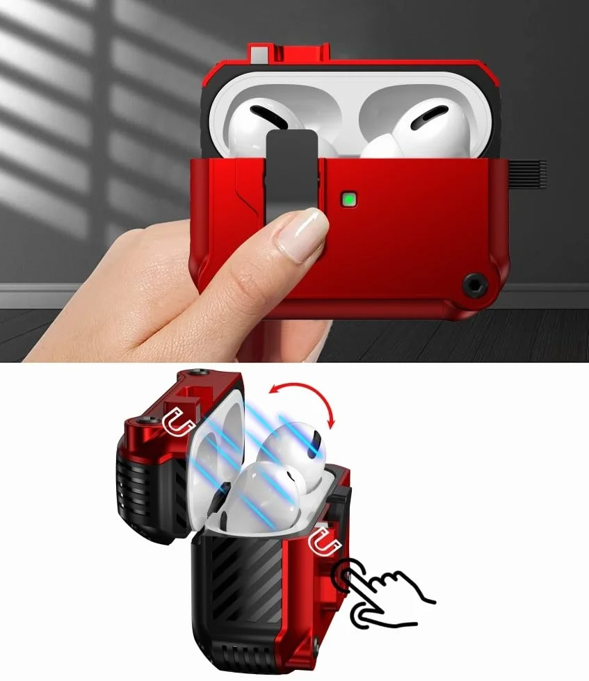 etui kompatybilne z AirPods Pro (2. generacji) (Kolor: ciemnozielony) Pokrowiec ochronny Blokada twarda silikonowa osłona