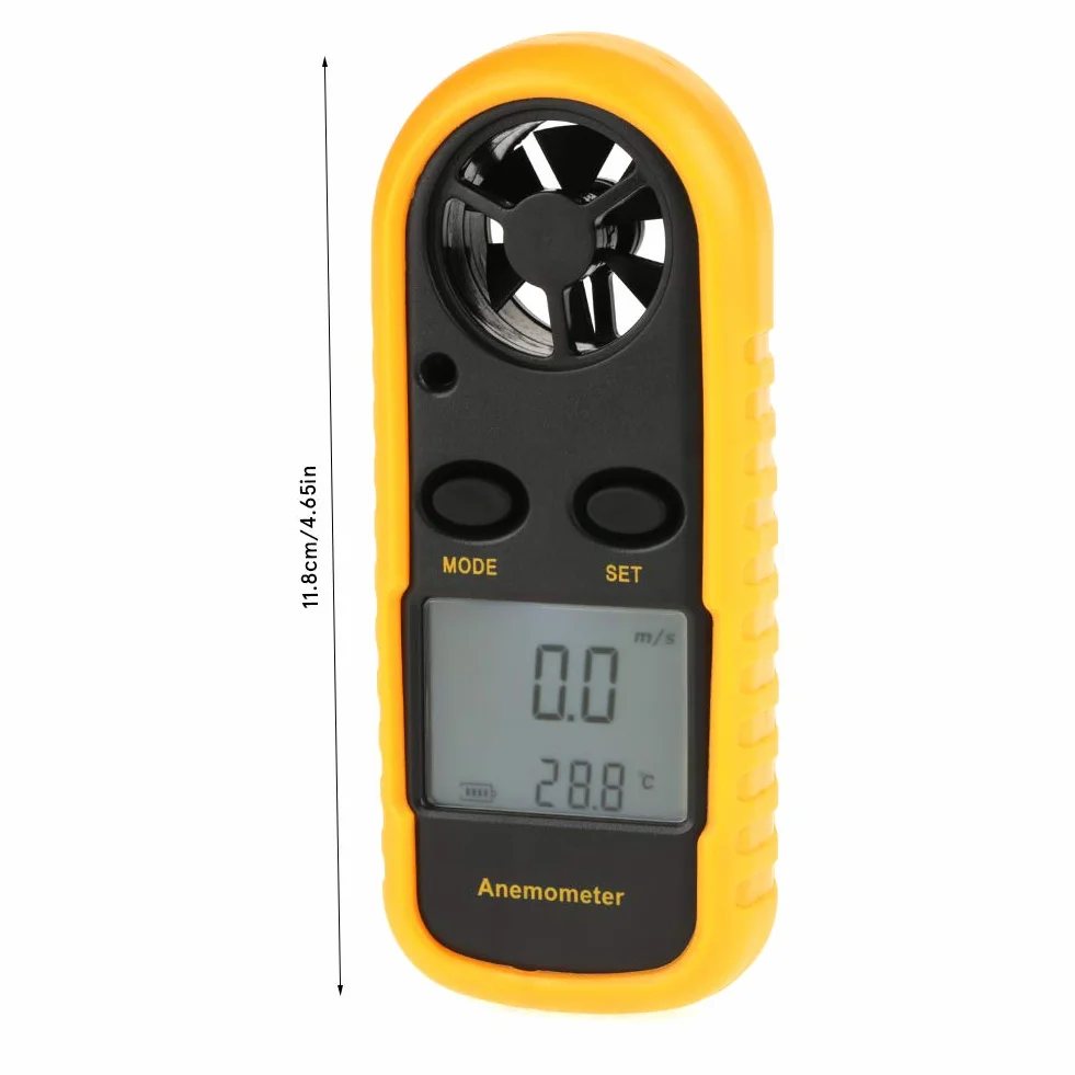 Cyfrowy Anemometr Przenośny Miernik Prędkości Wiatru Termometr Instrument Pogodowy