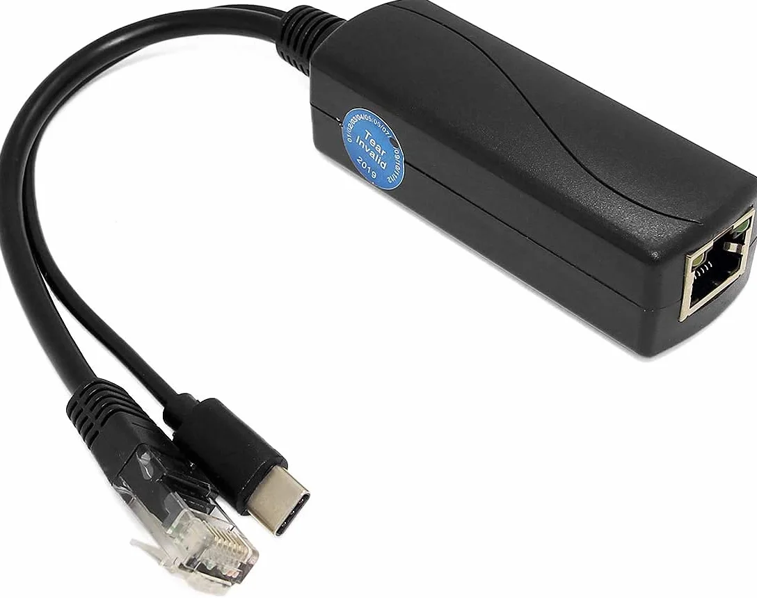 Rozdzielacz Gigabit Type C PoE 5 V 3 A, IEEE 802.3af/at Standard, 10/100/1000 Mbps Power Over Ethernet Splitter with RJ45 Port and TypeC rozdzielacz adaptera (TYPEC0503G Black)