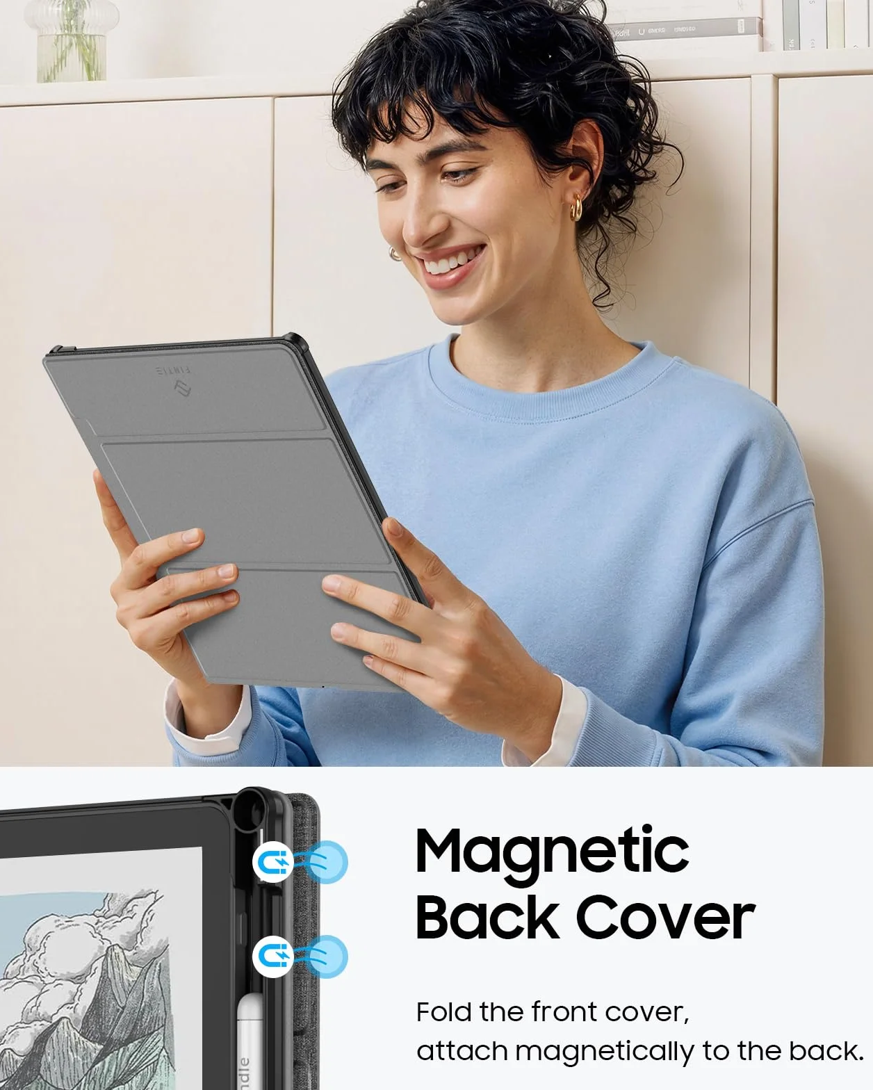 Fintie Etui na 11" Kindle Scribe (3. generacji) i Kindle Scribe Colorsoft (1. generacja) – 2025, szare z uchwytem na długopis i funkcją automatycznego wygaszenia/wybudzania