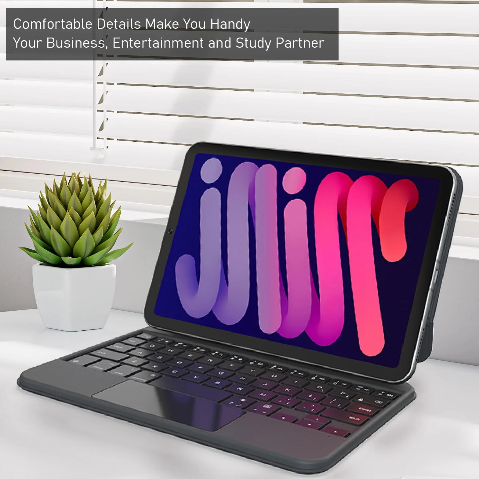 Etui na klawiaturę z Gładzikiem do Tabletu IOS Mini 6 Gen 2021 8,3 Cala, Obrotowe Etui 360° z podświetlaną klawiaturą, Przenośne, Smukłe Etui Multi Touch Ttrackpad do A2567 A2568