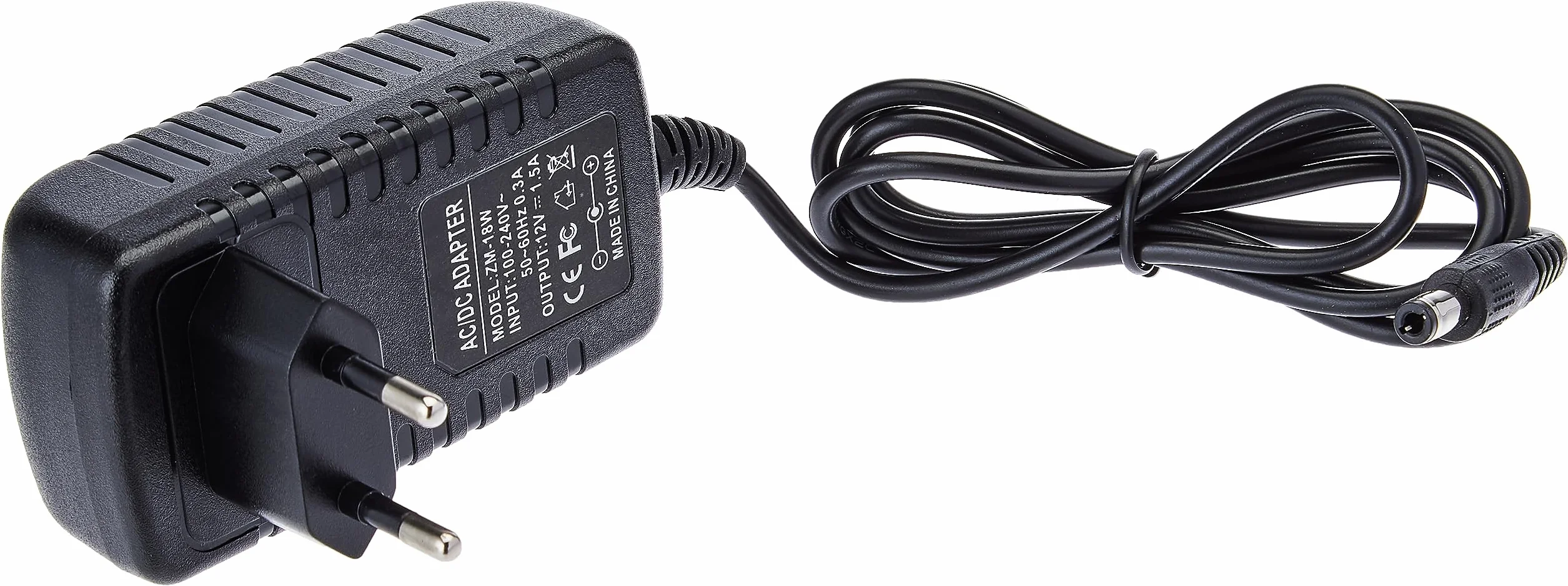 LEYF Uniwersalny Zasilacz 12V DC 1.5A AC 100-240V 50/60Hz Adapter wtykowy z kablem 120 cm