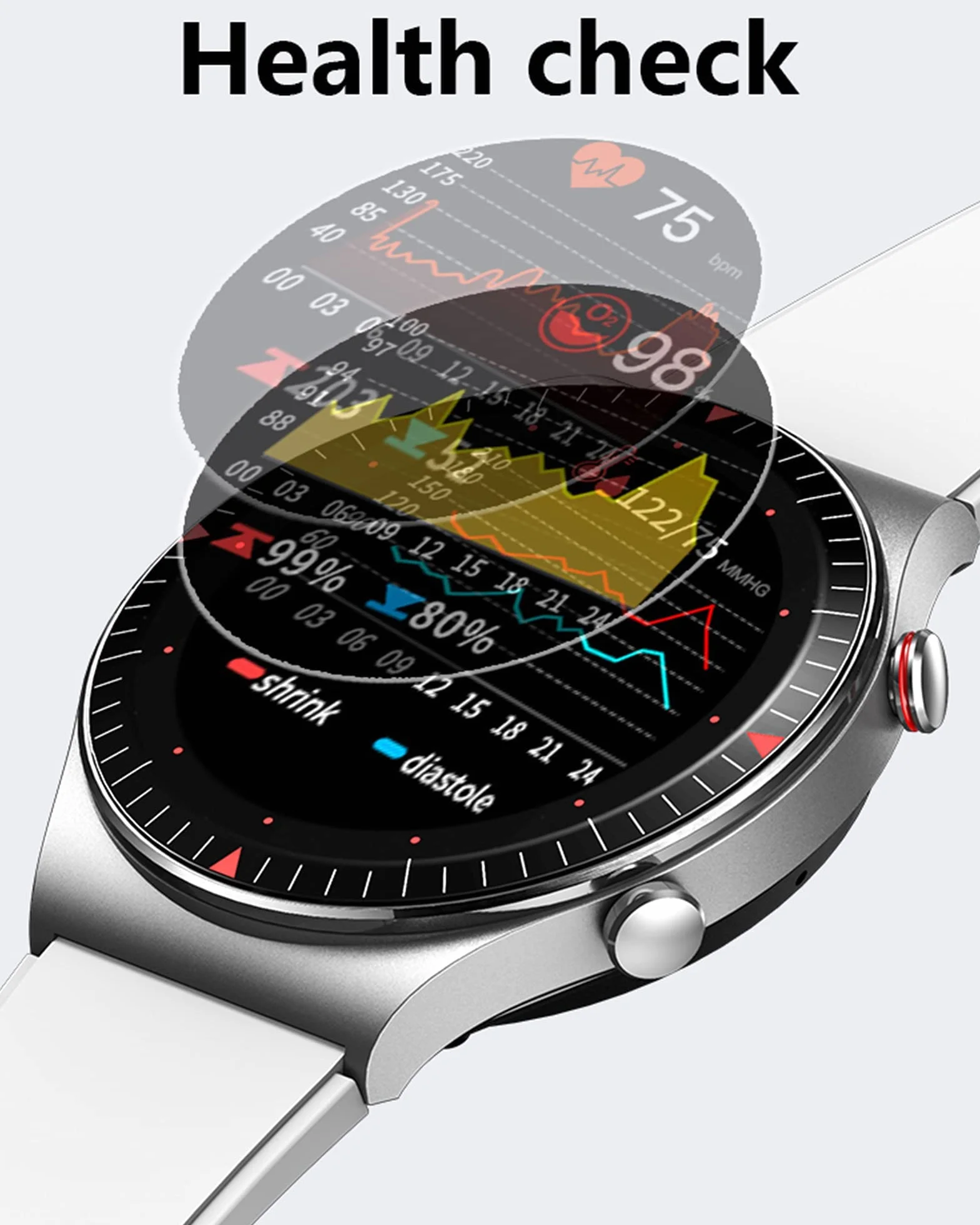 Inteligentny zegarek Wodoodporny zegarek Zegarek fitness z pulsometrem Fitness Tracker z monitorem ciśnienia krwi/snu Inteligentne zegarki męskie i żeńskie na telefony z systemem iOS Android (biały)