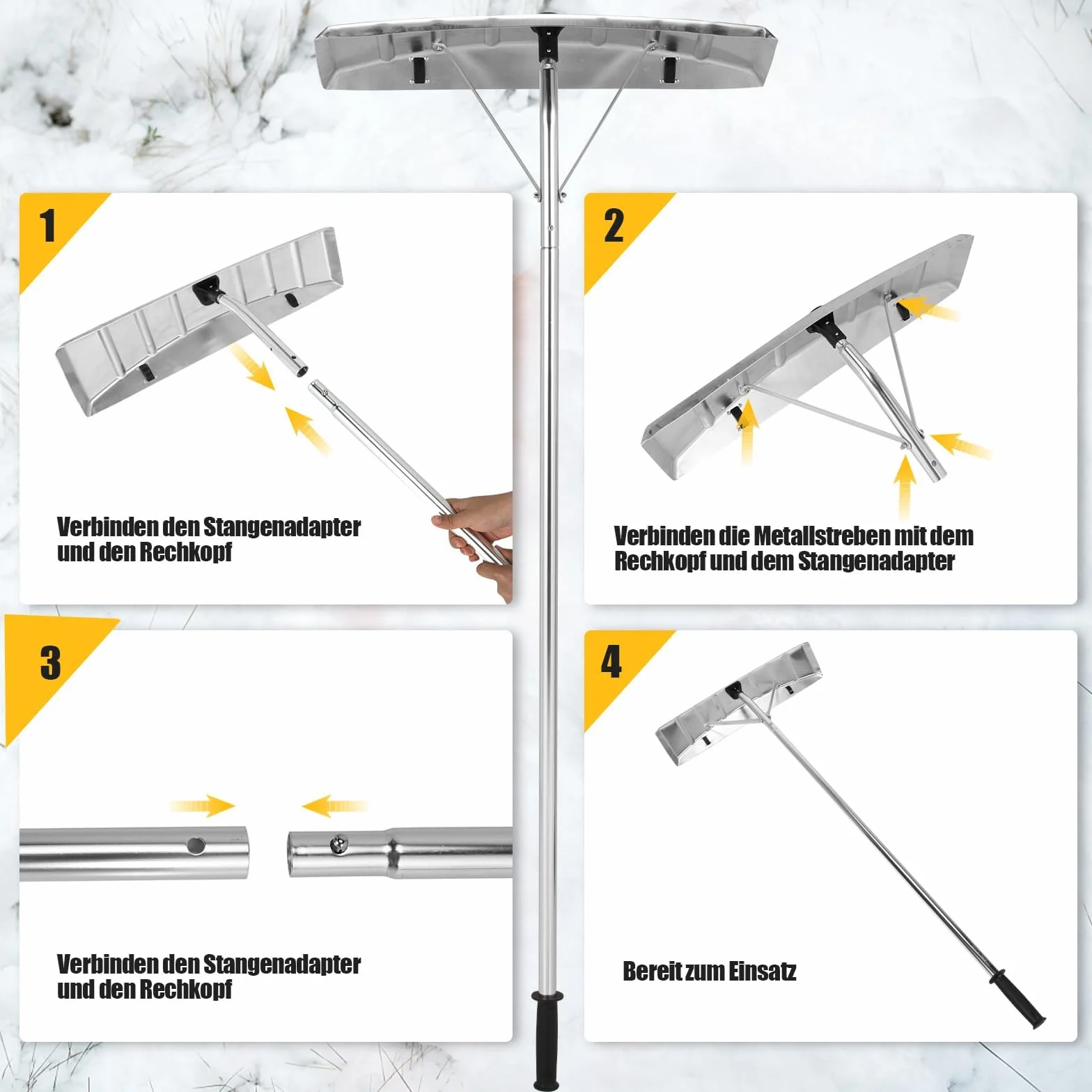 GOPLUS odśnieżarka do dachu z regulacją 148-608 cm, szufla aluminiowa z teleskopowym uchwytem