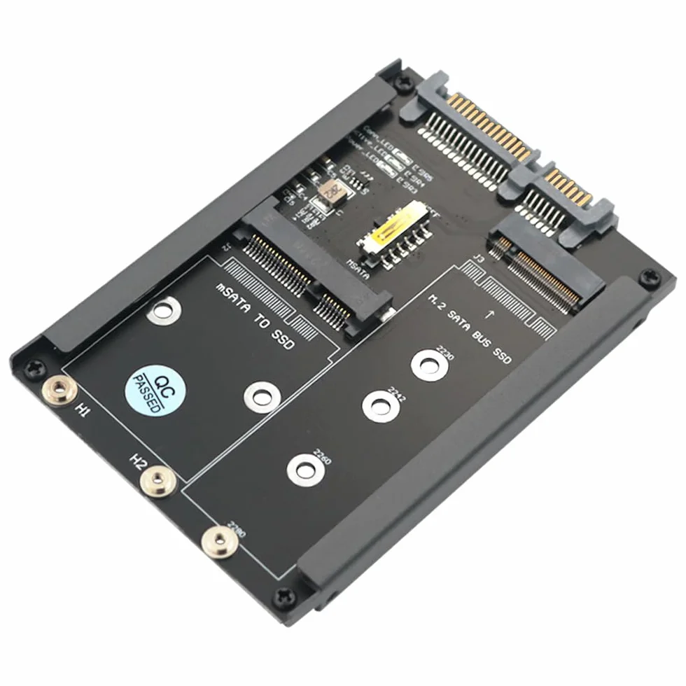 2 w 1 MSATA i B Key SSD na 2,5-calowy SATA III z uchwytem ramowym, który zachowuje dysk mSATA SSD jako 2,5-calowy dysk SATA 7 mm