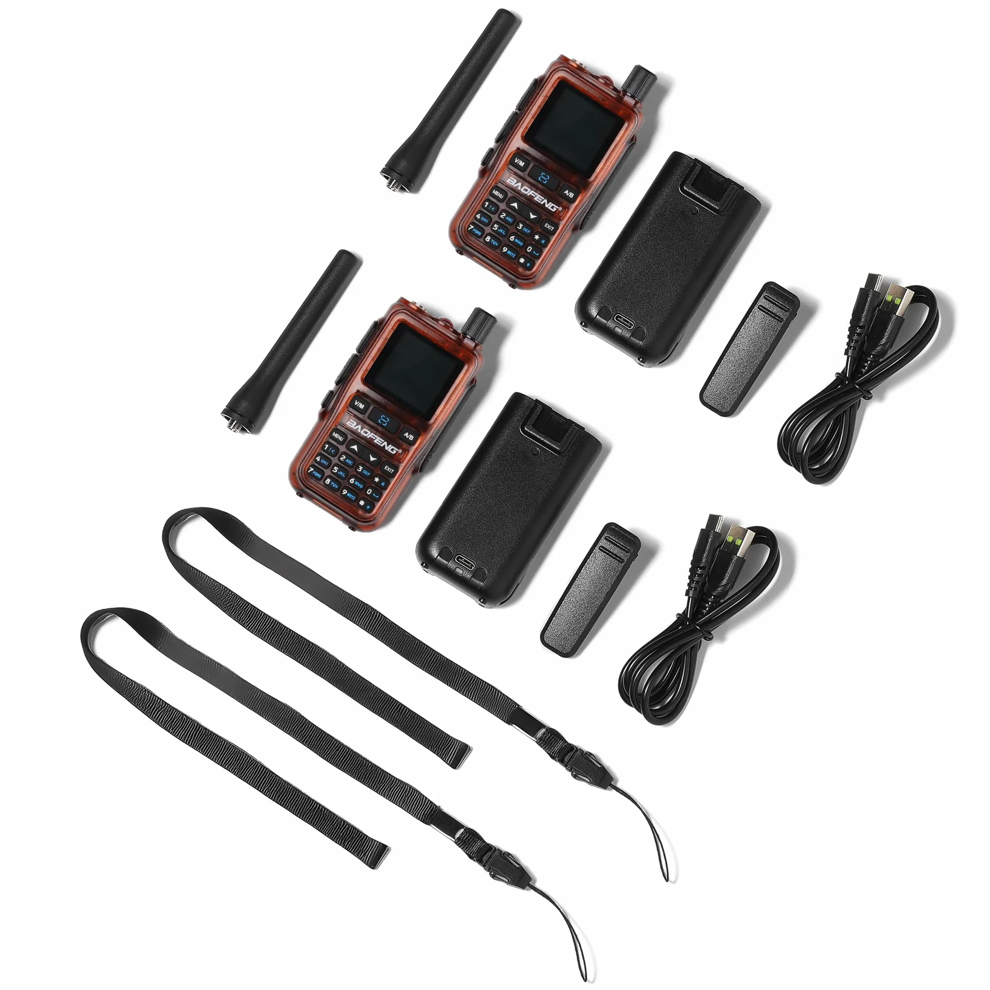 BAOFENG GT-5R Mini 5W dwupasmowe radio przenośne, Krótkofalówka UHF VHF, Programowanie aplikacji bezprzewodowych, podwójny PTT, Ladowanie przez USB-C, 999 kanałów, Bursztyn (2 sztuki)