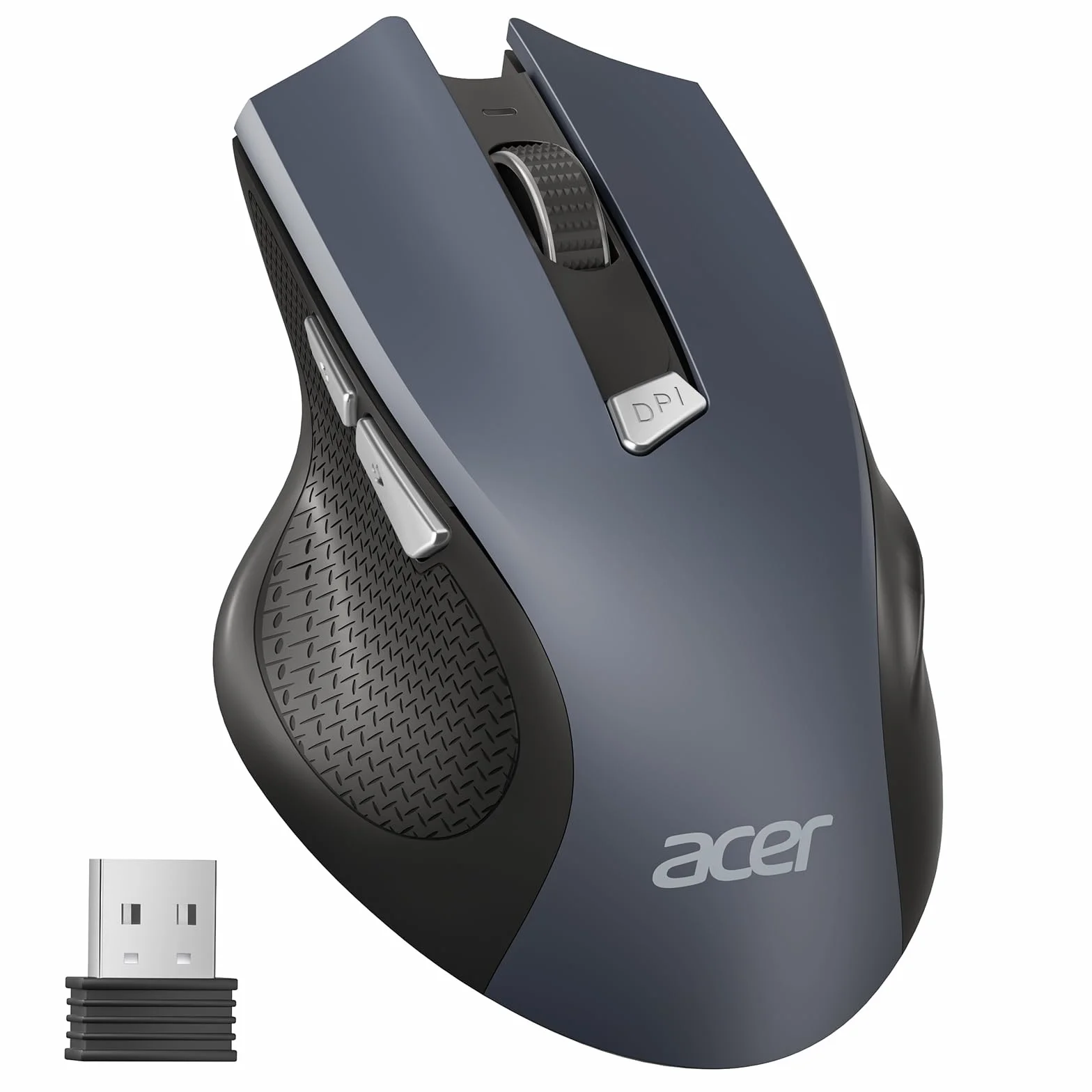 Acer Mysz Bezprzewodowa, 3 Poziomy DPI, Ergonomiczna Mysz Komputerowa 2,4 GHz z Odbiornikiem USB, 6 Przycisków, Śledzenie Optyczne, Wskaźnik Baterii, Przenośna do Laptopa, Komputera, PC, Desktop, Mac