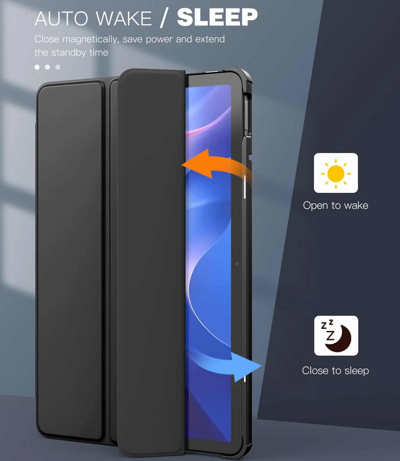 TiMOVO Etui na Xiaomi Redmi Pad 2 2025, smukła, podstawka, twarda obudowa ochronna, czarny
