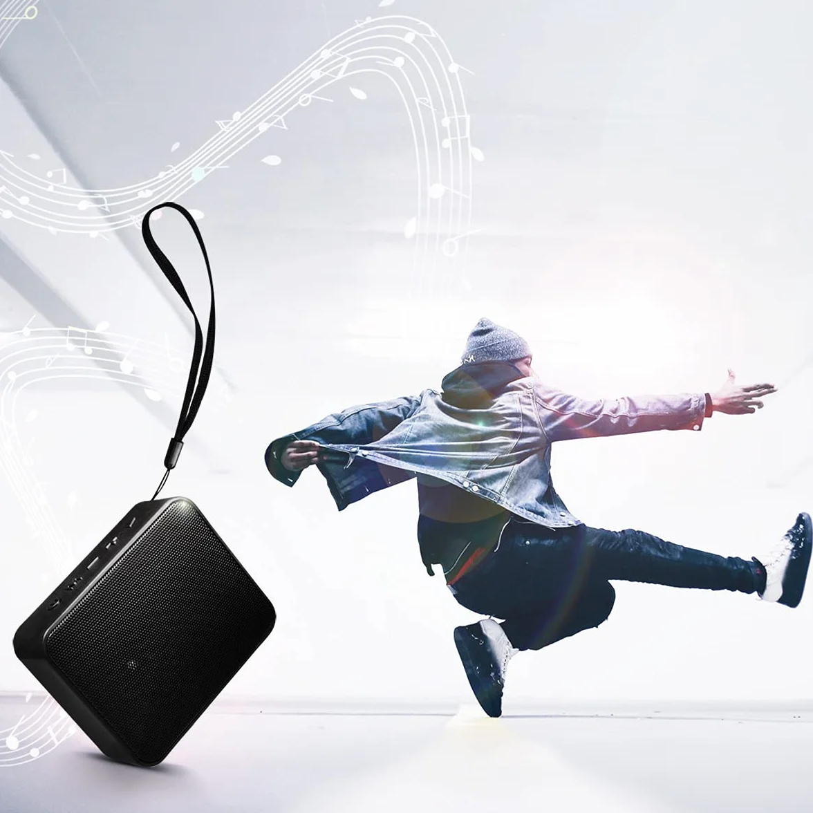 LogiLink SP0057 – kompaktowy głośnik Bluetooth 5.0 do odtwarzania muzyki (microSD, USB-A, AUX) i wbudowane radio FM, obsługuje tryb głośnomówiący, czarny