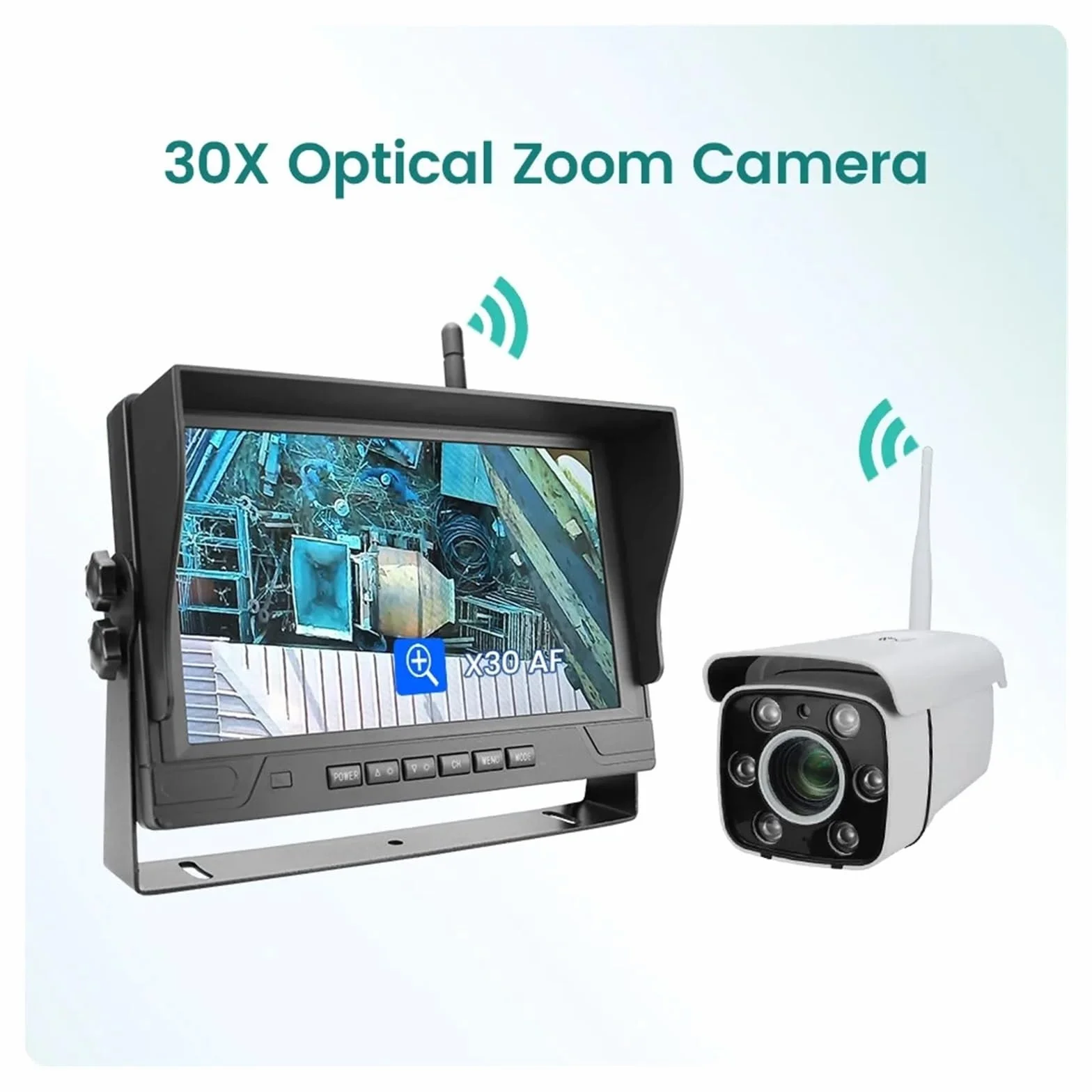 Kamera zapasowa bezprzewodowa kamera żurawiowa 23 cm monitoring DVR 30-krotny zoom wzmocnienie zoom AHD zestaw wyświetlaczy Wi-Fi zamiennik do żurawia wieżowego kamiennego przyczepy kempingowej (128 g