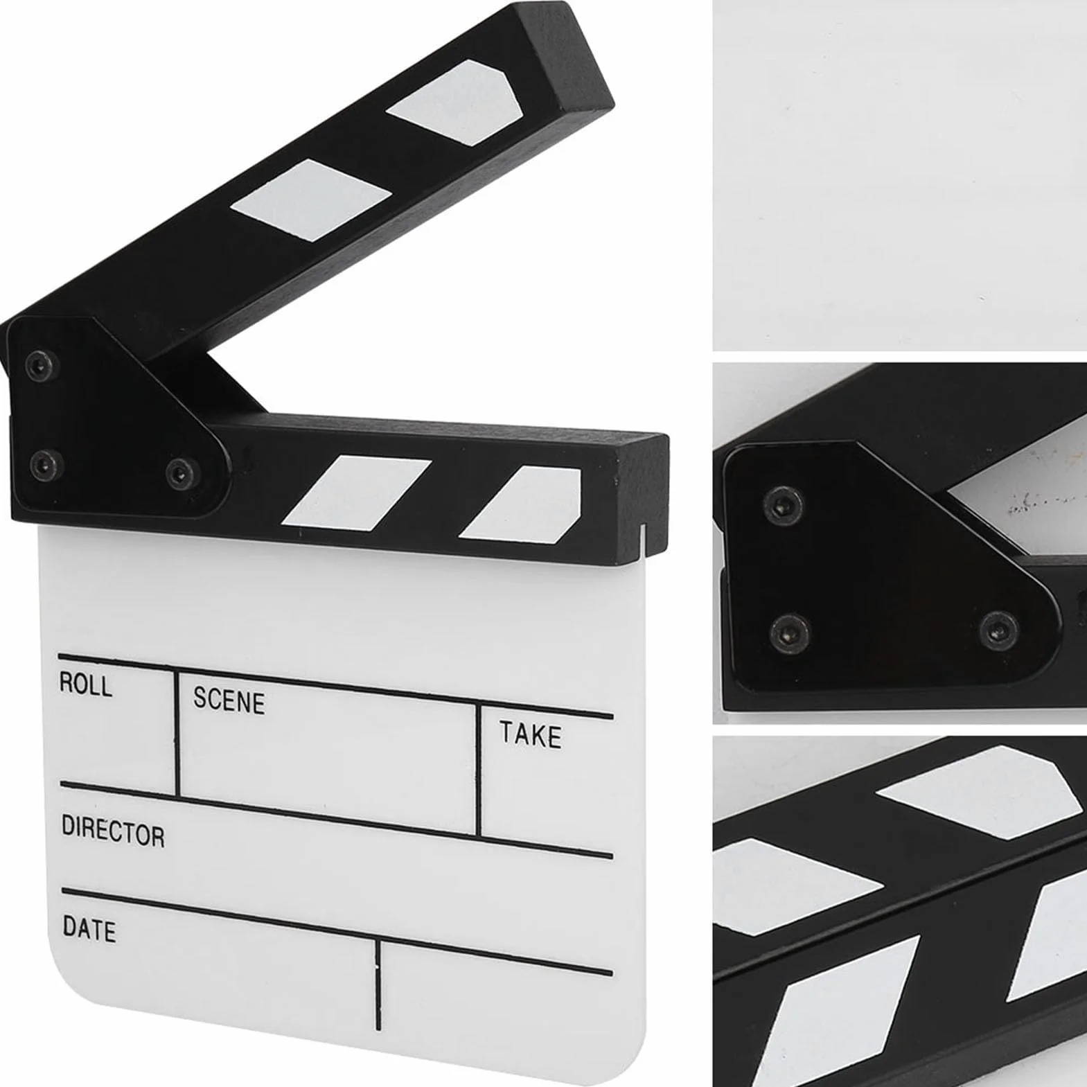 Socobeta Akrylowa płyta Clapper Mini akrylowa scena reżyser Clapperboard reżyser scena film Cut rekwizyt akcja tablica z długopisem (PAV1BWE3S)