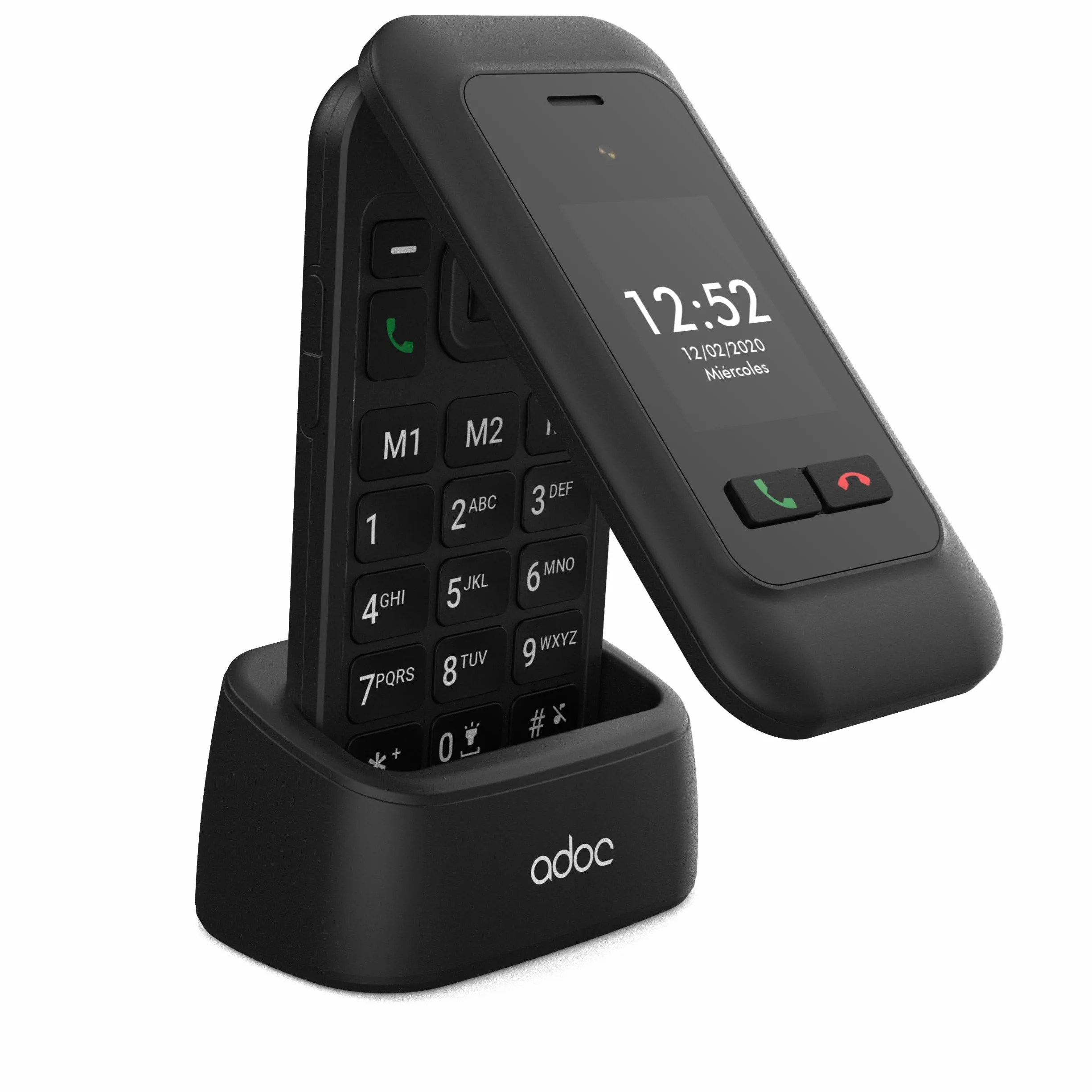 ADOC SC01, Telefon komórkowy przeznaczony dla osób starszych, duże klawisze, Przycisk SOS, Bluethooth, Wi-Fi, RAM 48MB, ROM 128MB, MicroSIM, MicroSD, Bateria 1.000 mAh, CE RoHS GCF, czarny.