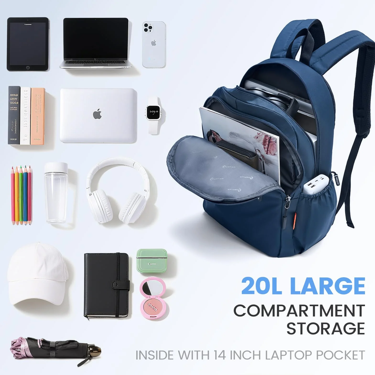 40 x 30 x 15 cm plecak podróżny pod siedzeniem, torba kabinowa, bagaż podręczny na British Airways Wizzair, 14" przegródka na laptopa, plecak podróżny, lekki mały plecak na trekking, plecak