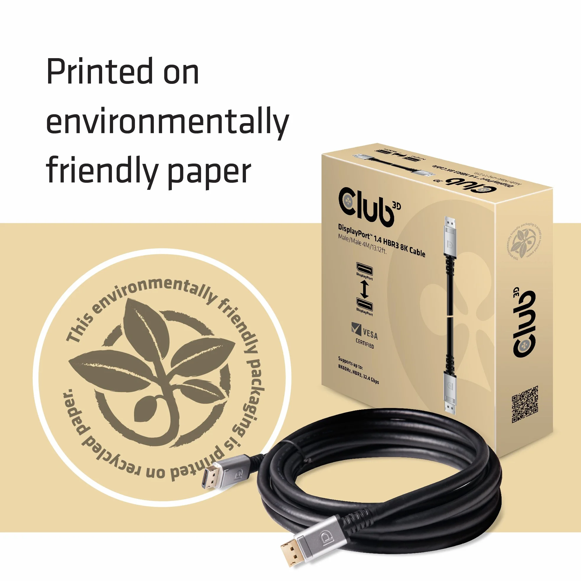 Club 3D CAC-1069 DisplayPort 1.4 HBR3 8K kabel czarny