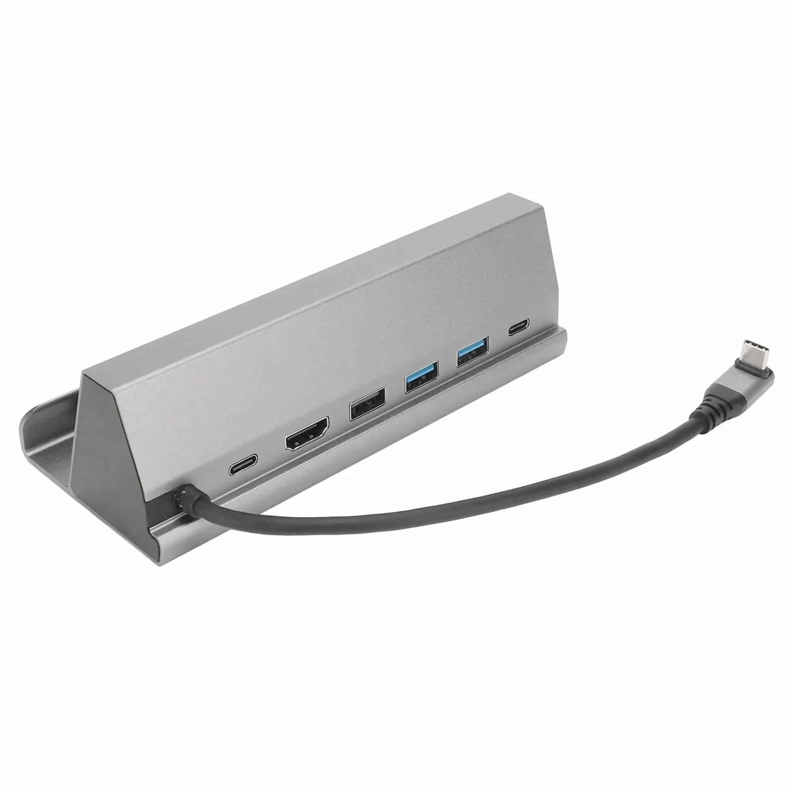 Stacja Dokująca 7 W 1 Typu C Ultra HD 4K PD Szybkie ładowanie 100 W dla Wszystkich Komputerów z Kanałem Typu C Stop Aluminium (Szary)