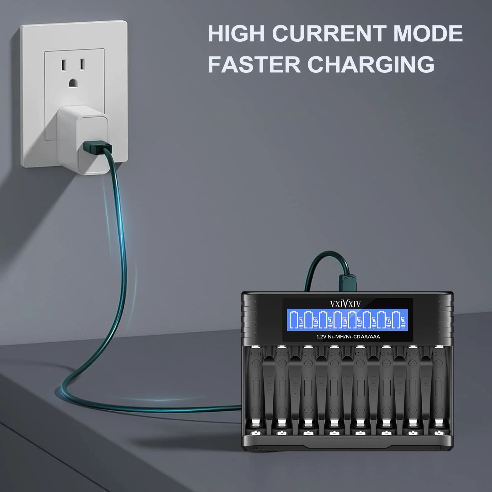 Ładowarka do Baterii Ni-MH Ni-CD 1.2V 8 Gniazda AA AAA