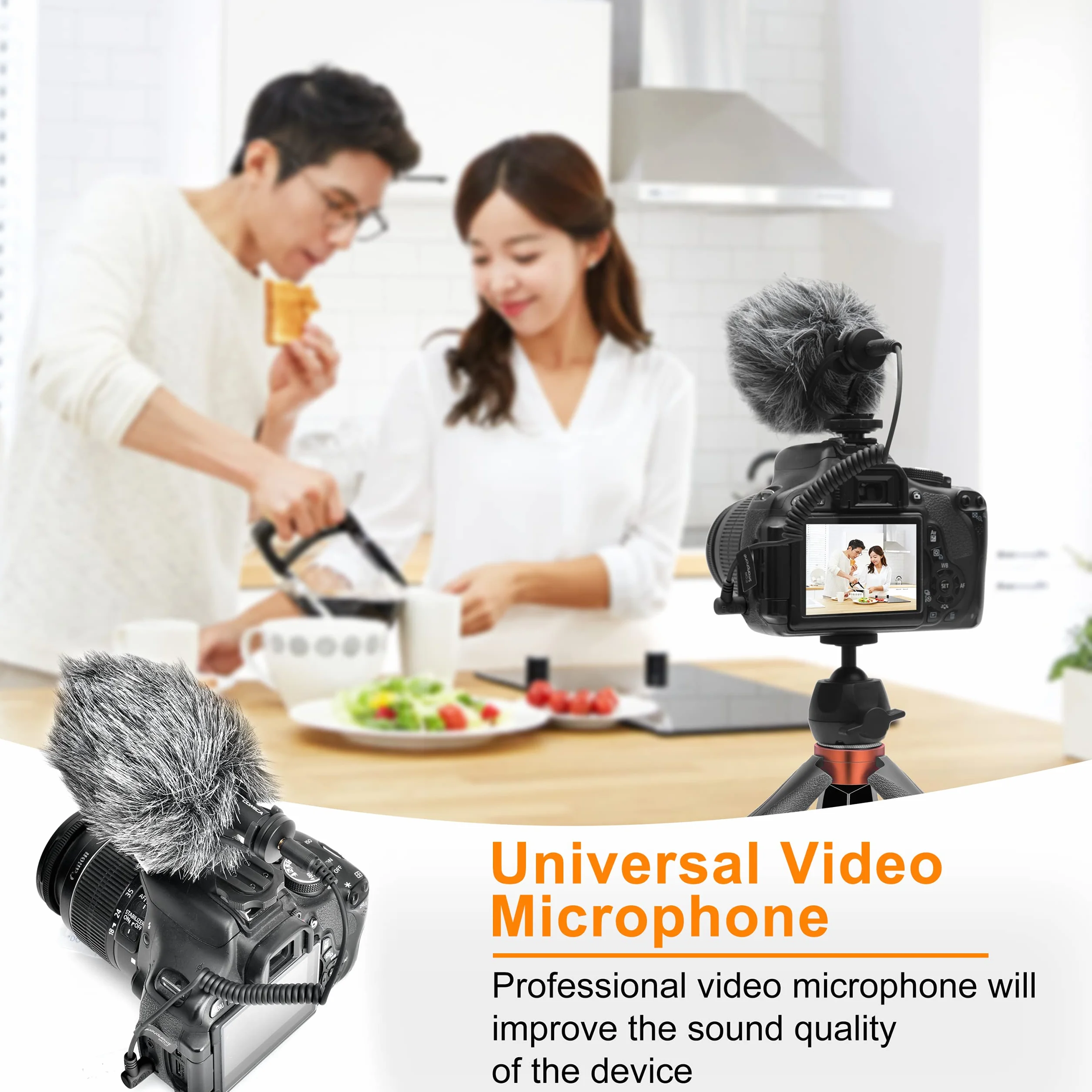 COMICA CVM-VM10-K2 Pro, mikrofon wideo do telefonu komórkowego, zestaw do vlogowania dla Sony, Canon, Nikon DSLR, iPhone'a 15, Samsunga, YouTube, TikTok ze statywem mikrofonowym do strzelby, uchwyt na