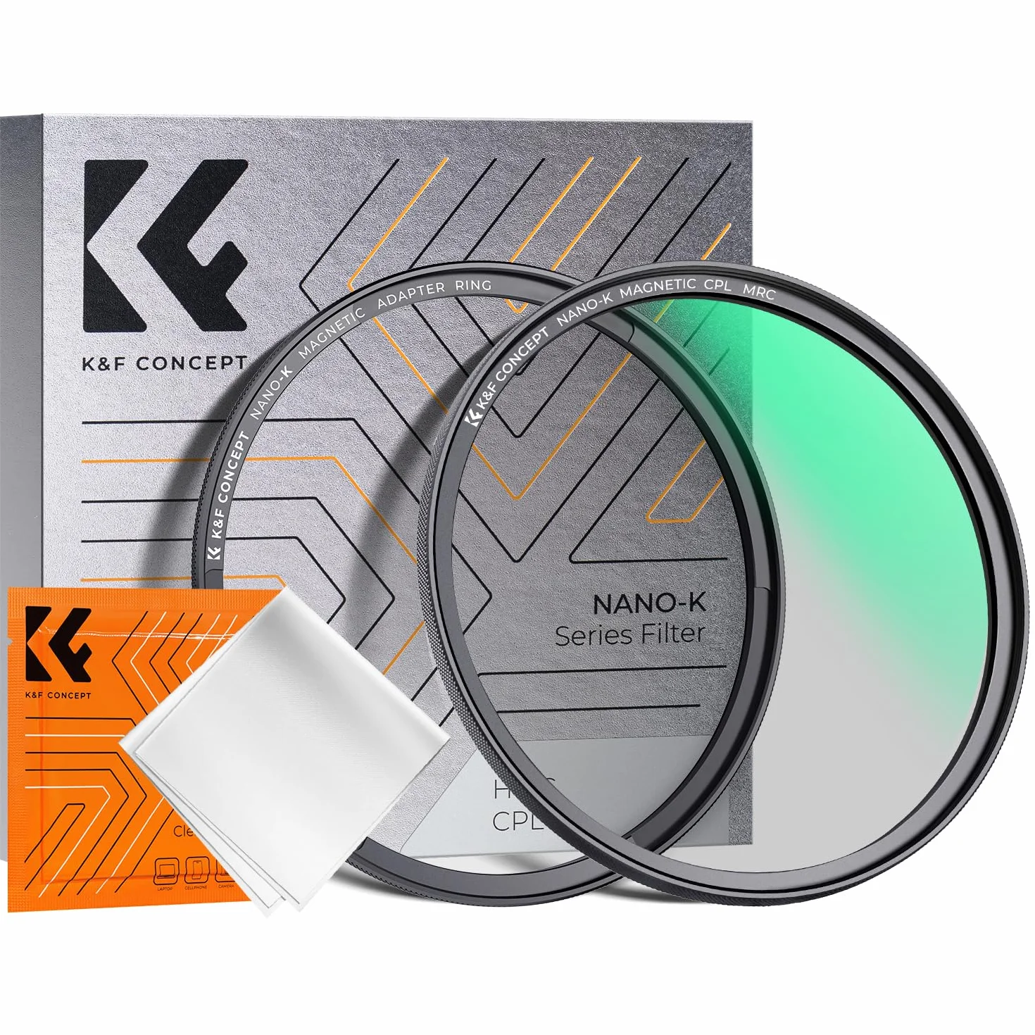 K&F CONCEPT 77 mm okrągły filtr polaryzacyjny CPL magnetyczny V1 | Szkło magnetyczne, szkło optyczne, nano-powłoka, nano-klear, FG302