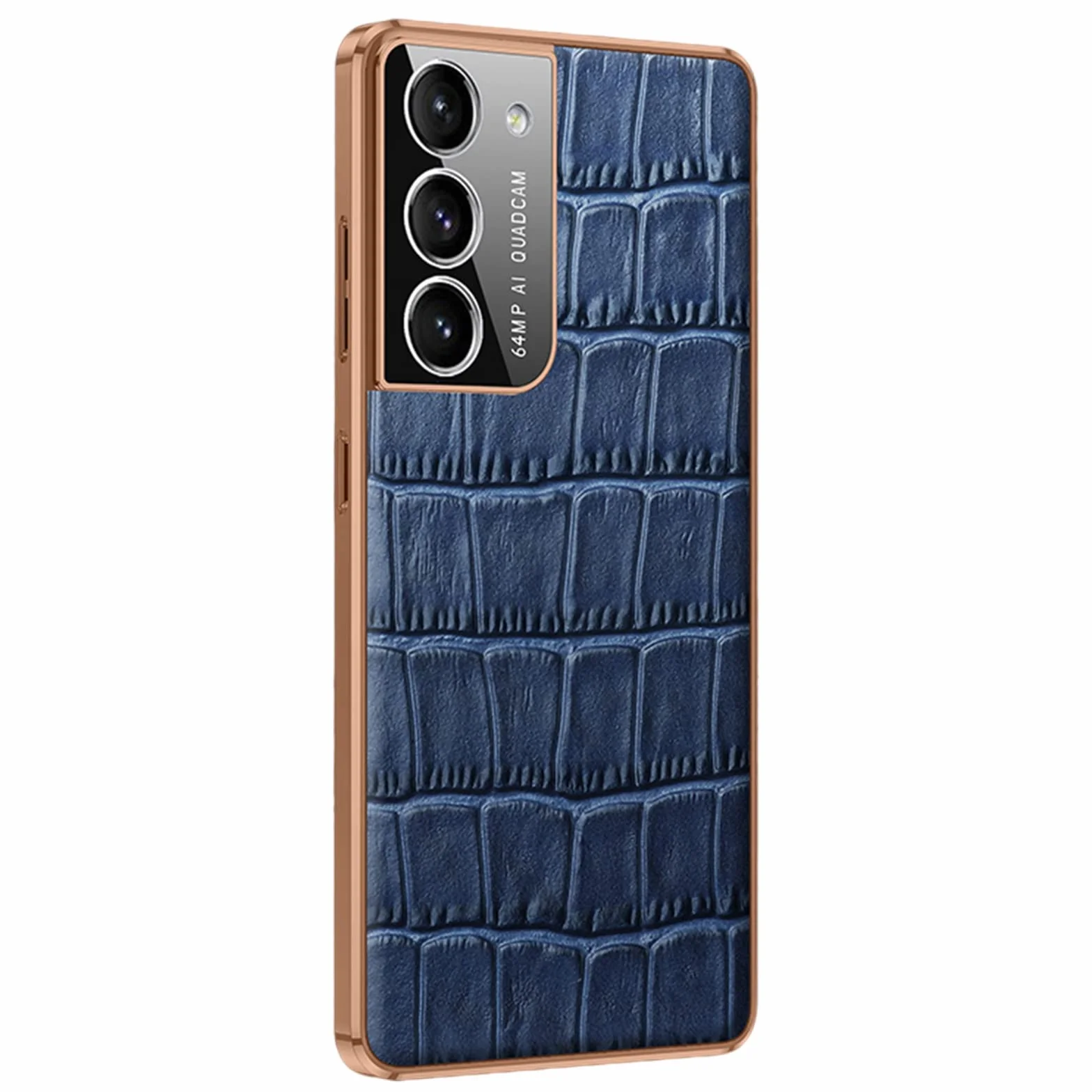 Etui do Samsung Galaxy S22/S22 Plus/S22 Ultra, etui z prawdziwej skóry krokodyla materiał premium odporny na zarysowania, smukła osłona ochronna, całość na aparat, niebieski, S22 6,1"