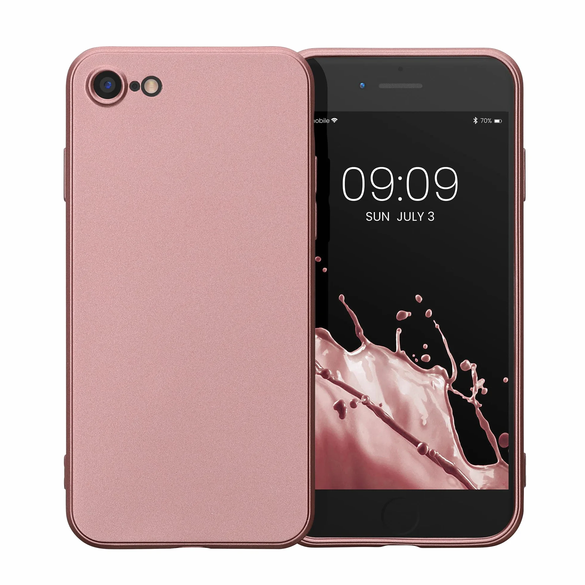 kwmobile Etui Apple iPhone SE 2022/2020 8 7 Miękkie TPU Metalowe Wykończenie Różowe Złoto Metaliczne
