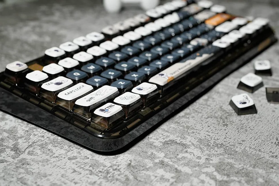 Nasadki klawiszy PBT Pudding, klawisze z motywem astronauty, zestaw nasadek klawiszy sublimacyjnych, profil ASA niestandardowe nasadki klawiszy do klawiatury mechanicznej Cherry Gateron MX Switch