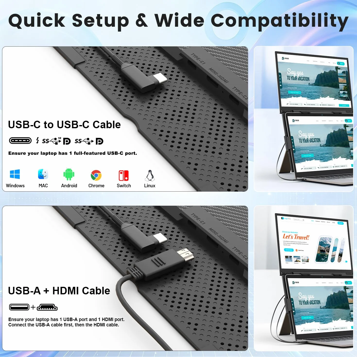 Teamgee Przedłużacz ekranu laptopa 35.6 cm, 1080P FHD IPS przenośny monitor do laptopa, Plug & Play, podwójny ekran, współpracuje z laptopami 33.0 cm-43.2 cm dla Mac Windows Chrome