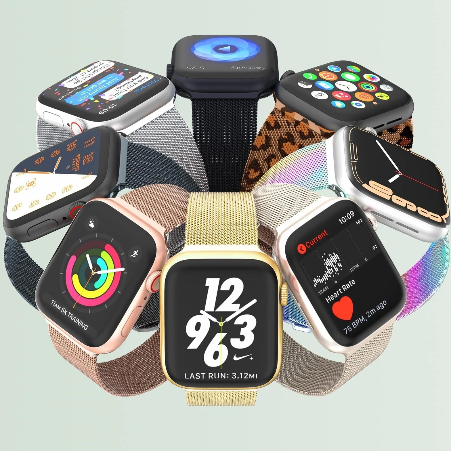 Do Apple Watch Band Series 9, Ultra 2, SE, Ultra 8 7 6 5 4 3 2 1 38 mm 40 mm 41 mm 42 mm 44 mm 45 mm 49 mm dla kobiet i mężczyzn, siatka ze stali nierdzewnej, zapięcie magnetyczne zamiennik