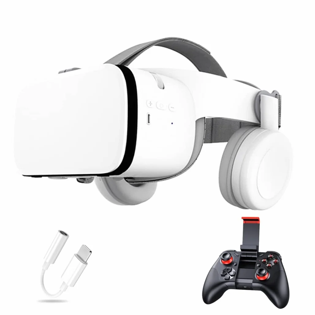 Okulary 3D, Virtual Reality, zestaw słuchawkowy, ochrona oczu, okulary VR do filmów 3D i gier, kontroler Bluetooth do iPhone 13 Pro Max/13 Pro/13/12/11, do Samsung Galaxy S21, Huawei, X. iaomi-Seria nie