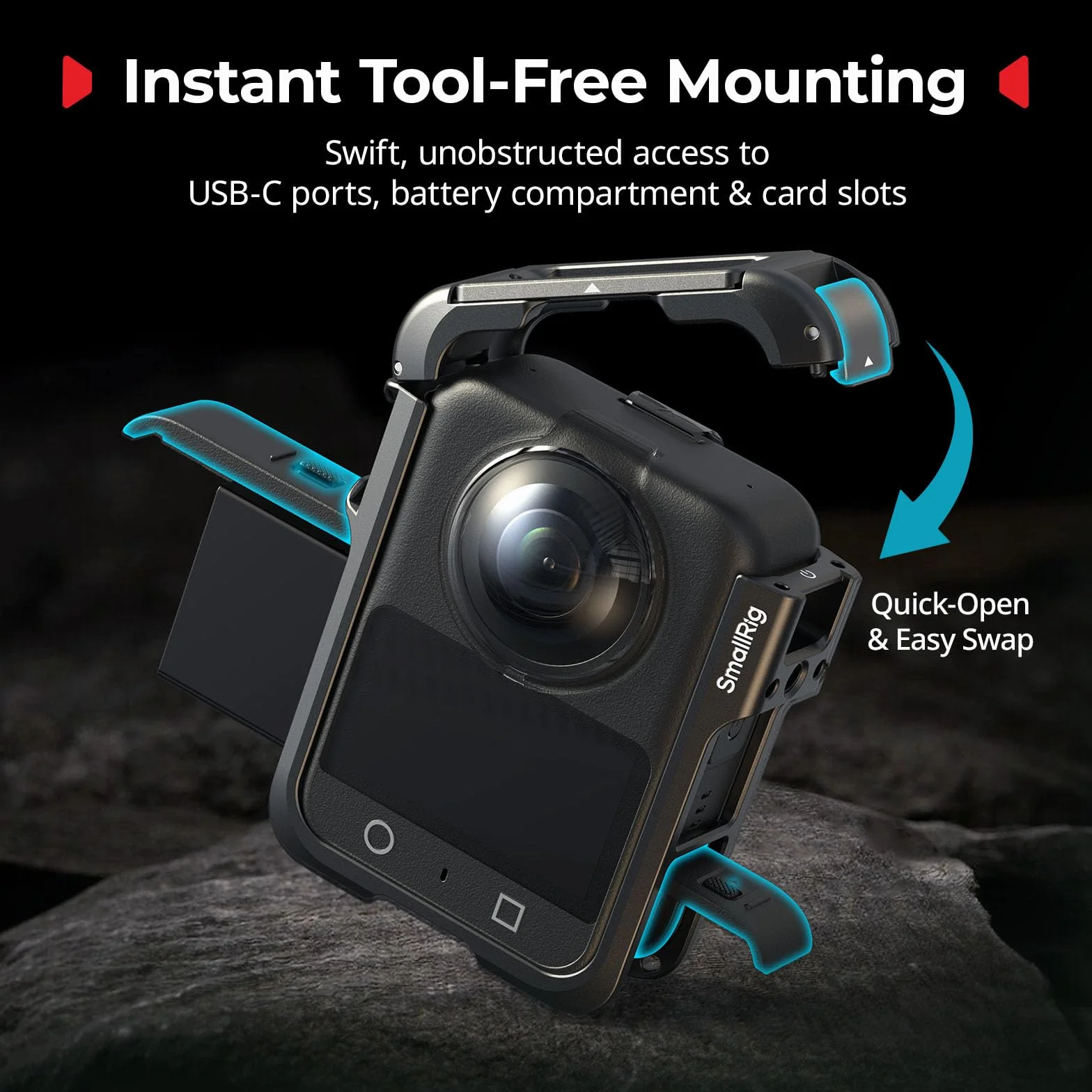 SMALLRIG Klatka fotograficzna do DJI Osmo 360, aluminiowa rama ochronna, obudowa rozszerzeń do OSMO 360-5704