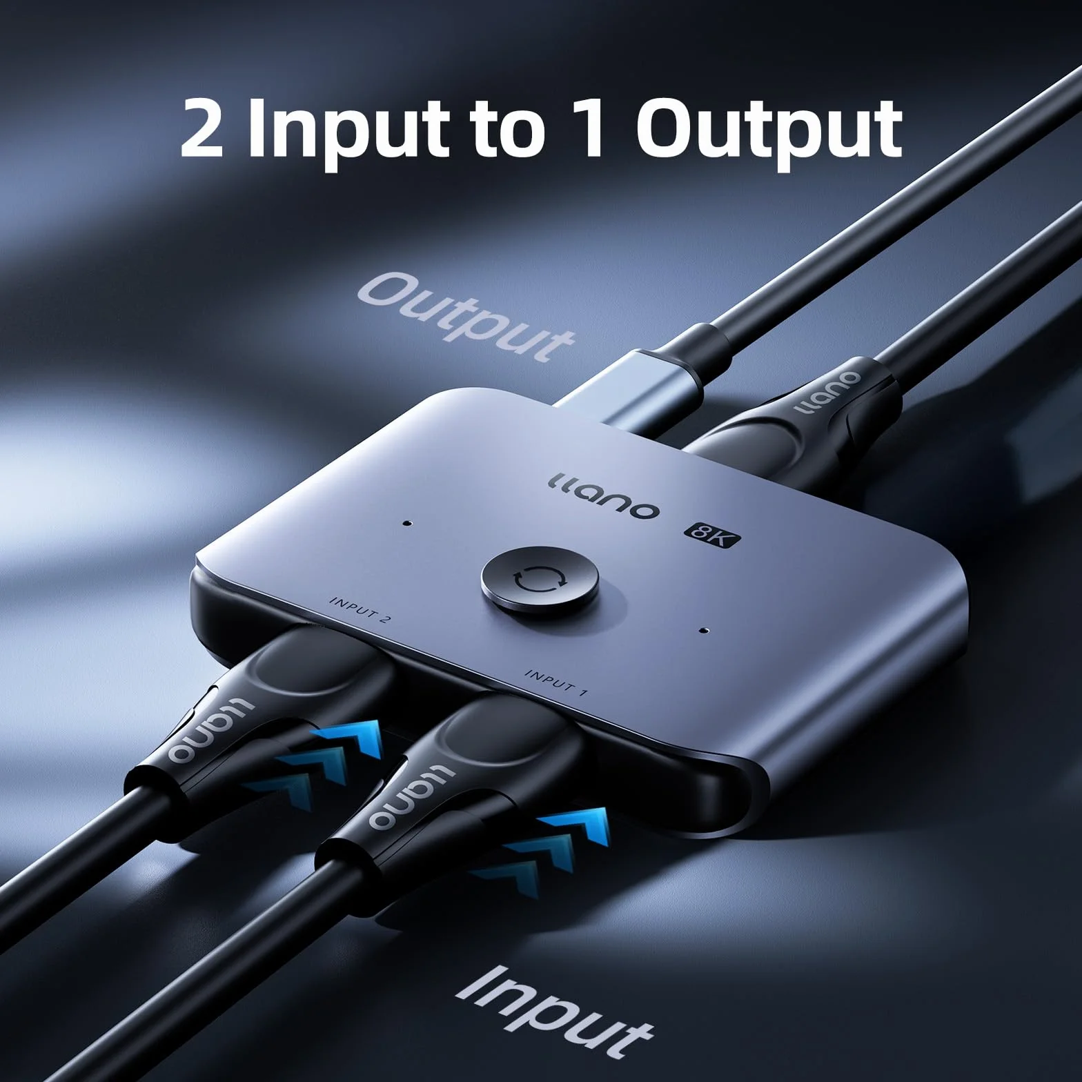 llano Przełącznik HDMI 2.1, HDMI 8K dwukierunkowy rozdzielacz 8K 60 Hz, 4K 120 Hz, HDCP2.3, aluminiowy przełącznik HDMI do PS5/PS4, TV Box/Xbox Series X/S, TV Fire Stick, itd.