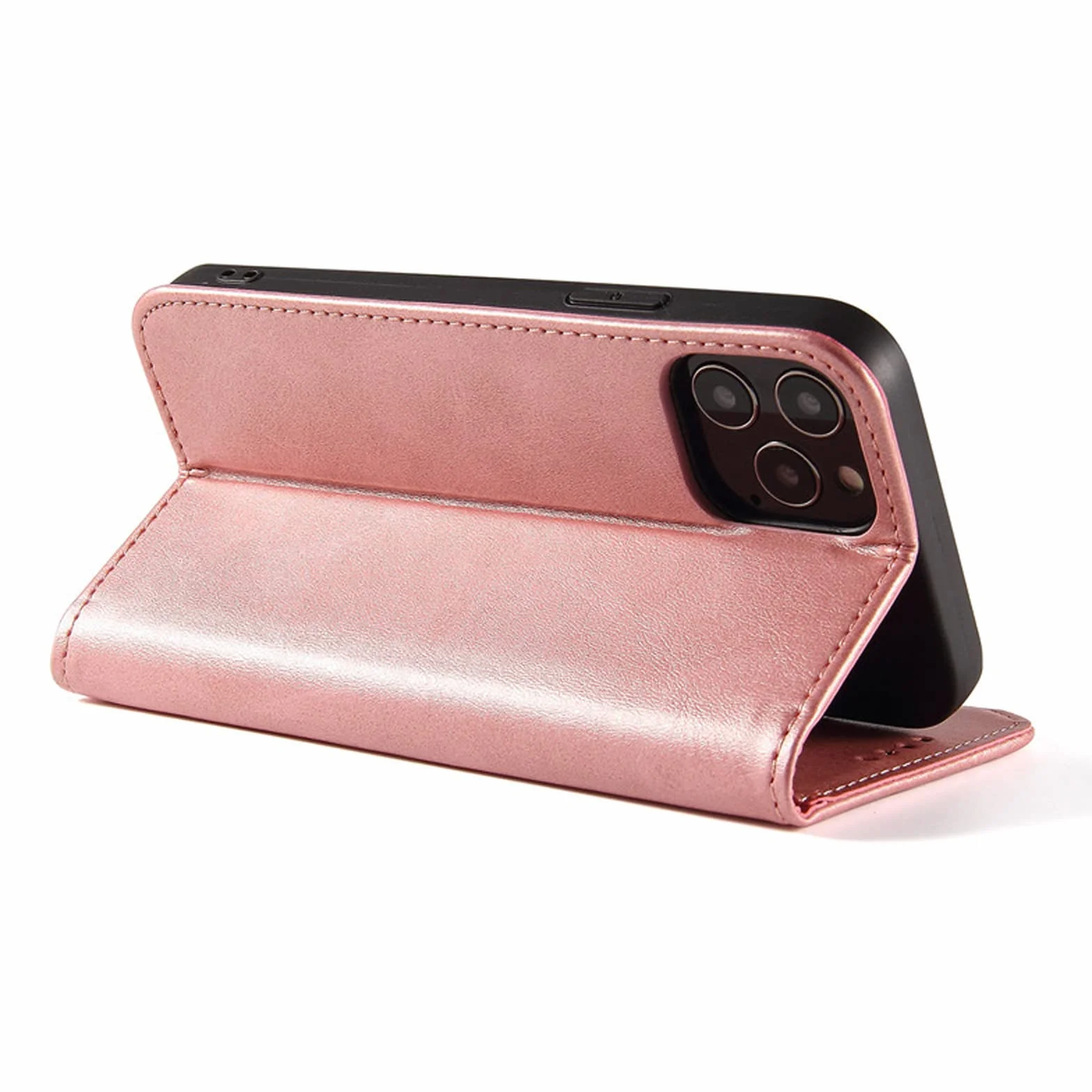 LTL Etui na telefon do iPhone 13 Mini/13/13 Pro/13 Pro Max, ręcznie robione skórzane etui z klapką z przegródkami na karty, etui na telefon, magnetyczne zamknięcie, różowe, 13pro max 6,7 cala
