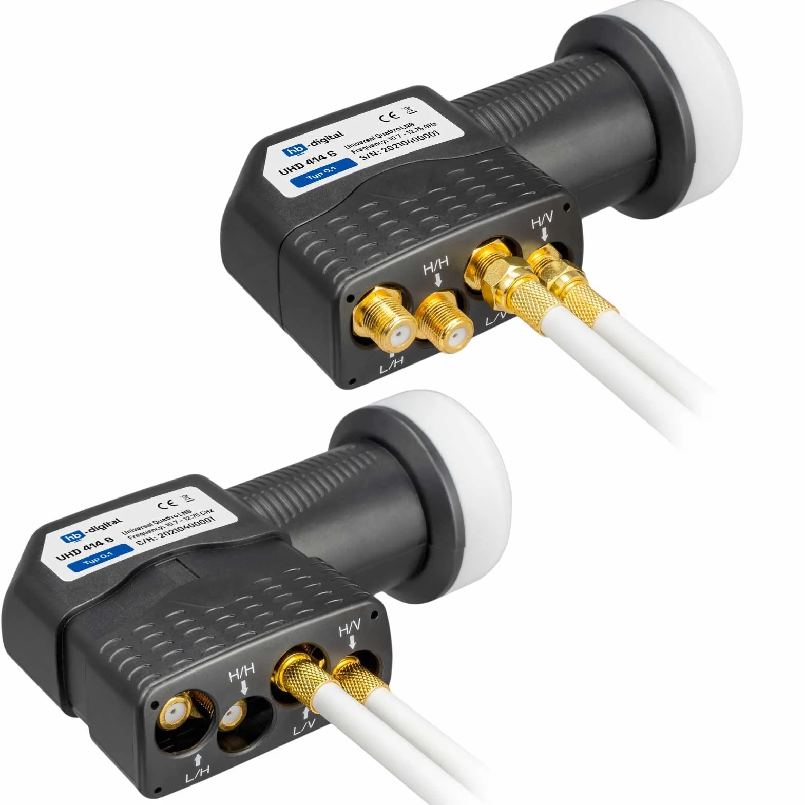 hb-digital Quattro LNB zastosowanie tylko do multiprzełącznika (test BARDZO DOBRY *) do multiprzełącznika Multiswitch LTE Protected Digital Sat Full HDTV 3D 4K UHD ochrona przed warunkami atmosferycznymi czarny + 4 x wtyk F