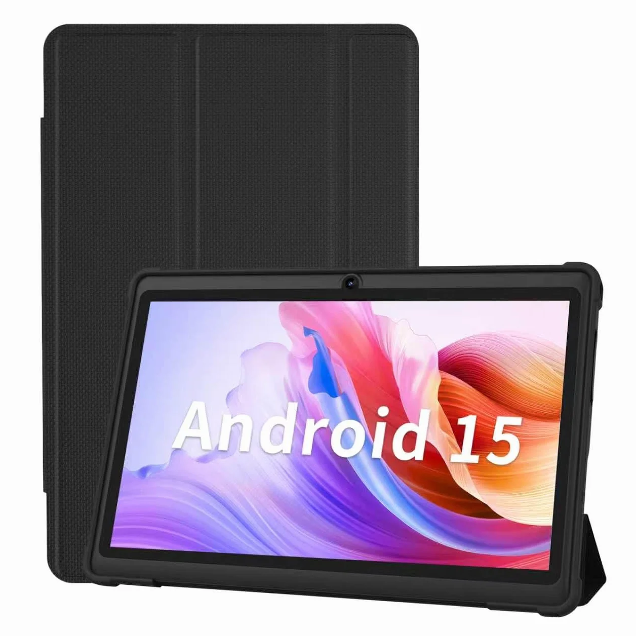 PRITOM 7-calowy tablet z systemem Android 15,8 GB RAM, 32 GB, (rozszerzalny 512 GB), 3500 mAh, tablet PC, Bluetooth, Dual Camera, WiFi, przenośny tablet PC z czarnym etui
