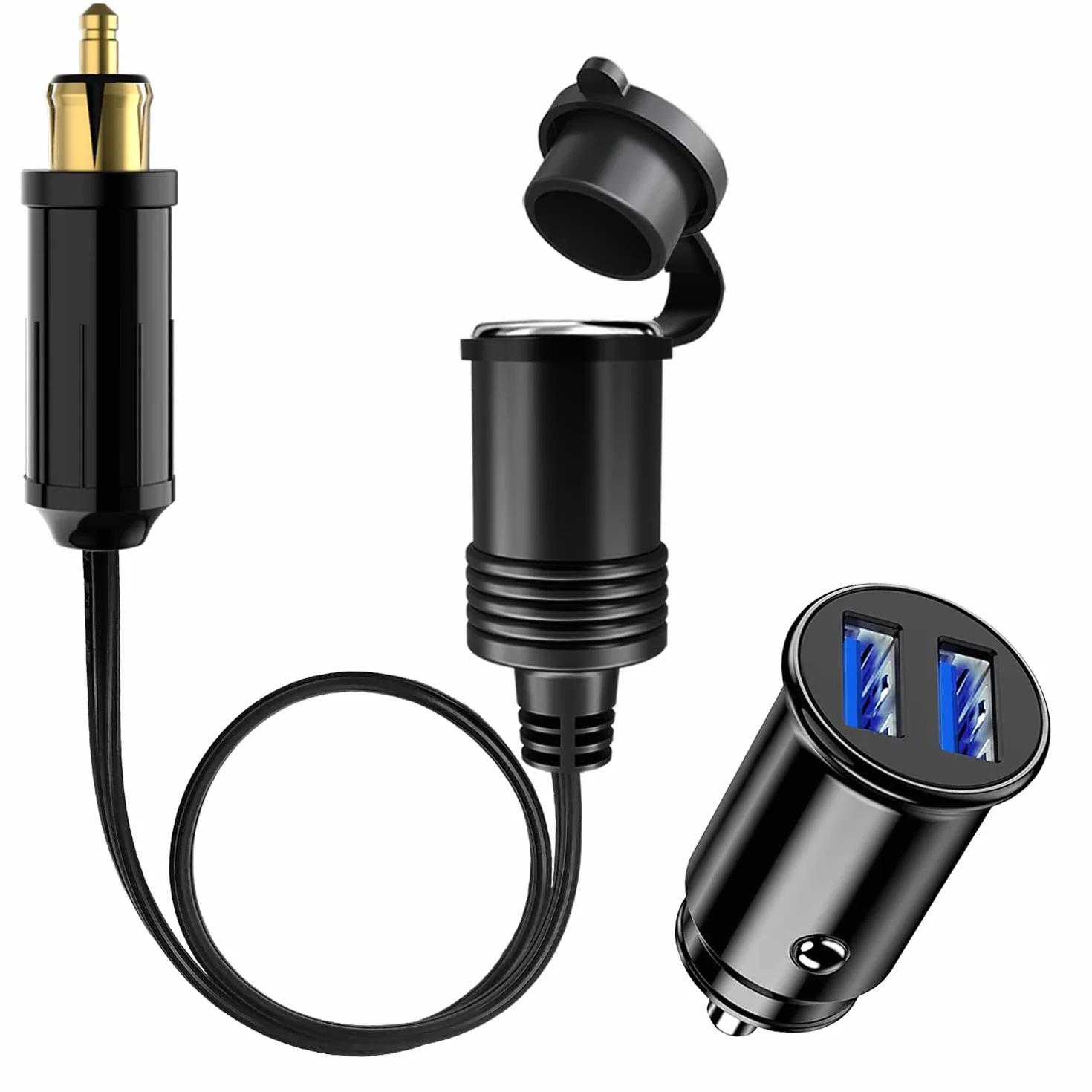 Wtyczka DIN do gniazda zapalniczki samochodowej 12V/24V wodoodporna podwójny port USB