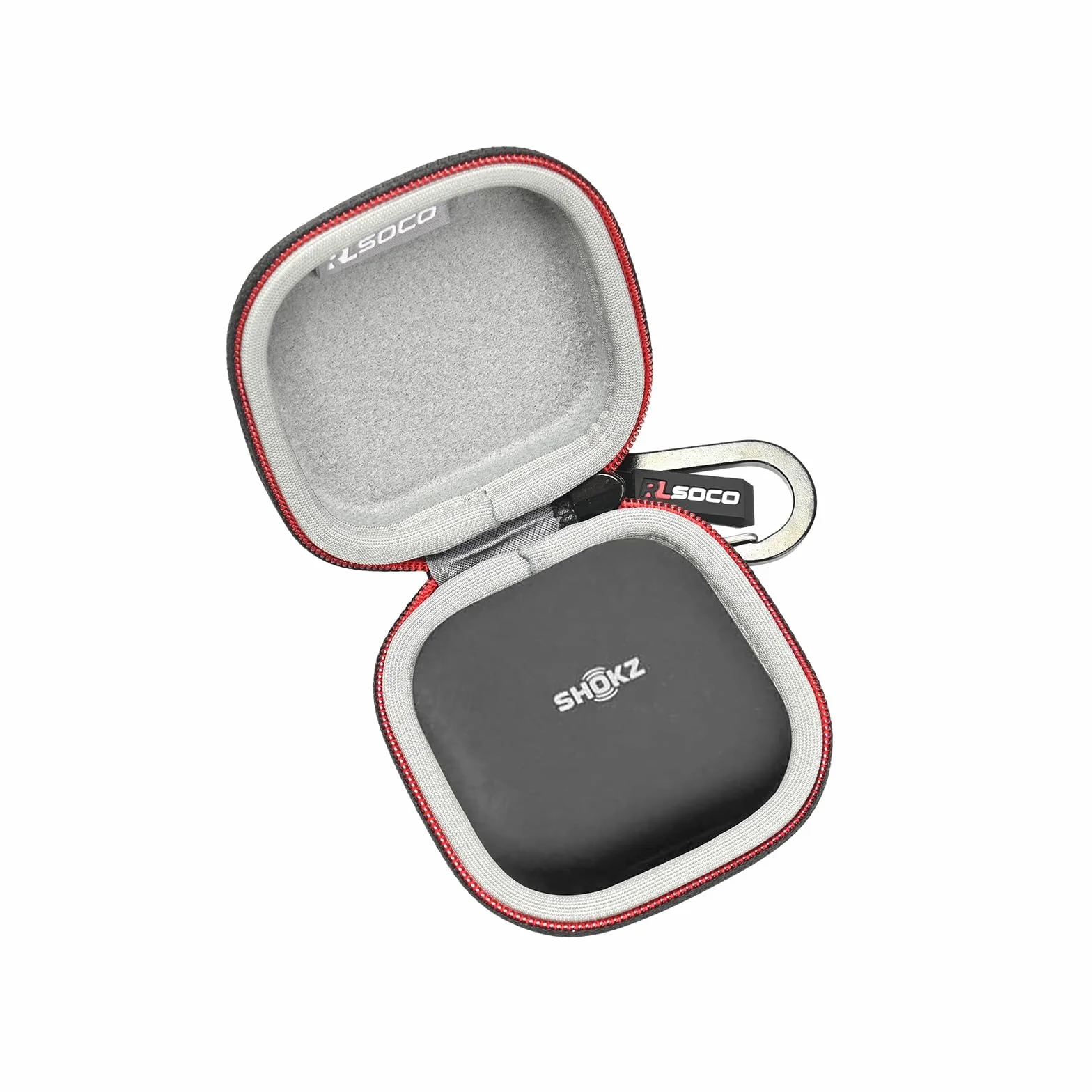 RLSOCO Etui do SHOKZ NOWE OpenFit 2+/2/OpenFit Air Słuchawki Otwarte | ochronna osłona zderzaka z karabińczykiem,Wodoodporny, Odporny na wstrząsy, Pyłoszczelny(Tylko Etui) - czarny