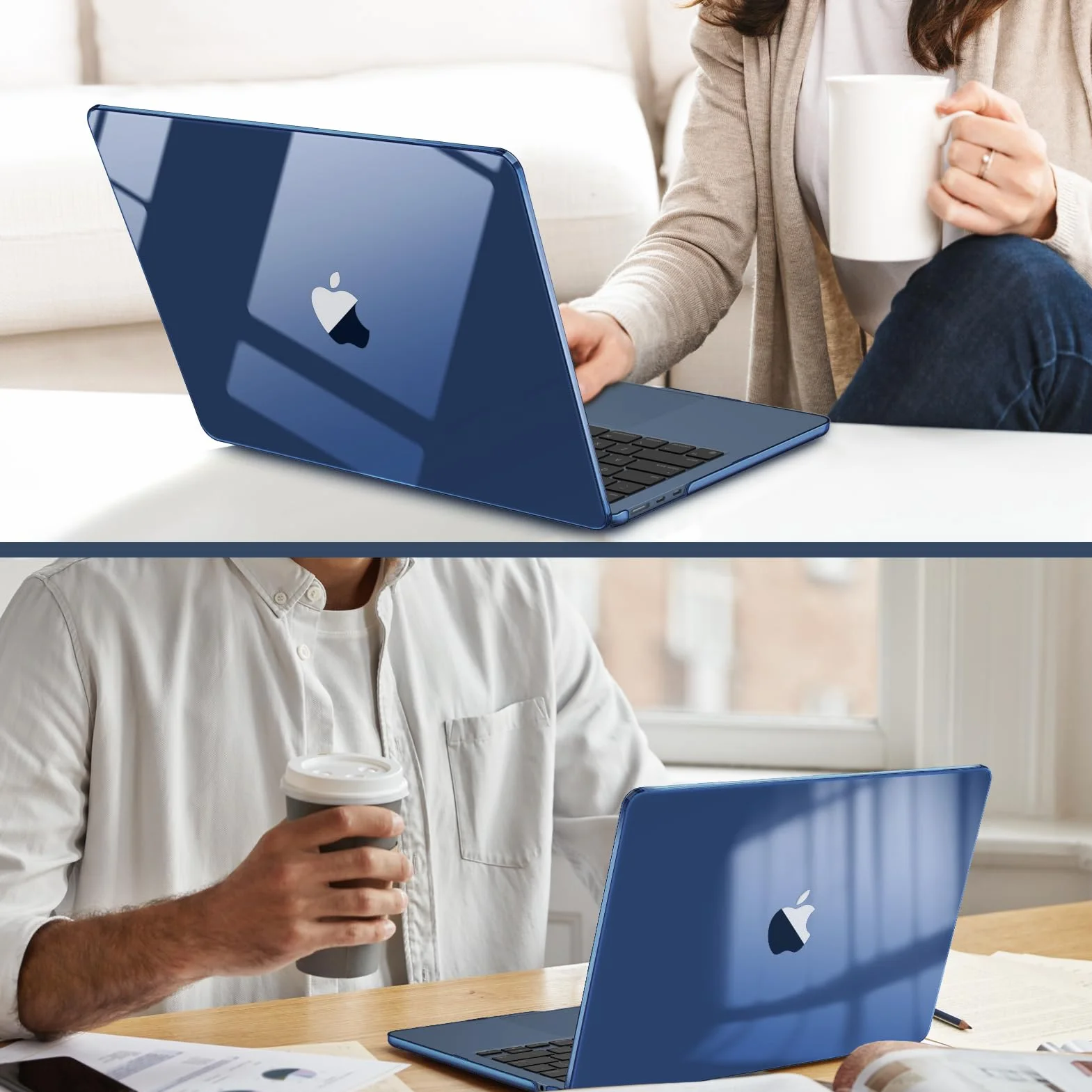 Fintie Etui do MacBooka Air 34.5 cm M4/M3/M2 (2025/2024/2022), zatrzaskowa twarda obudowa kompatybilna z MacBook Air 34.5 cm Retina Display & Touch ID, A3240 A3113 A2681, niebieskie (Midnight Blue)
