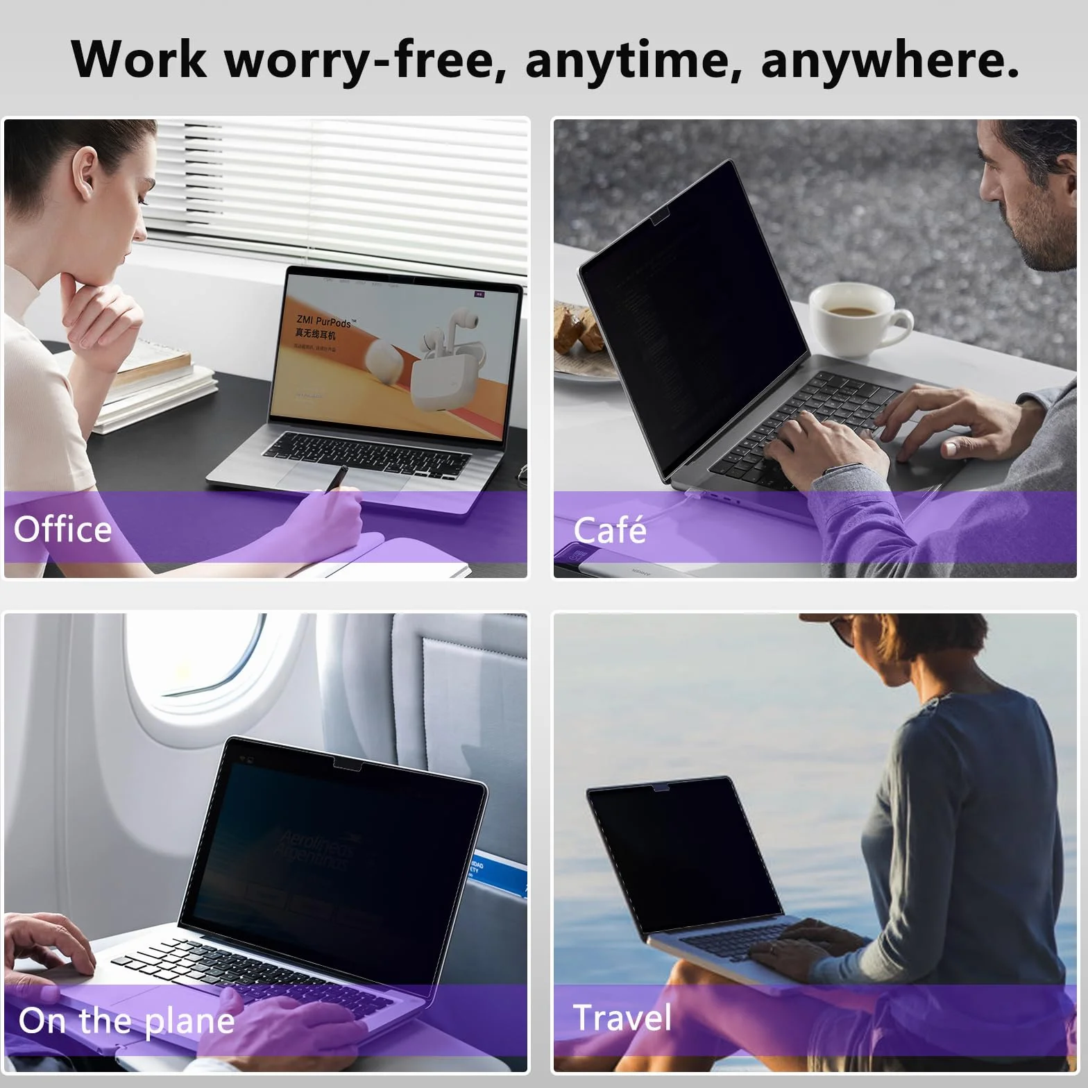 Magnetyczna folia prywatności do MacBook Air 13" (2026-2022 M5/M4/M3/M2), Mac Laptop Privacy Screen 13,6", Anti-Peep filtr niebieskiego światła, zdejmowana ochrona wyświetlacza