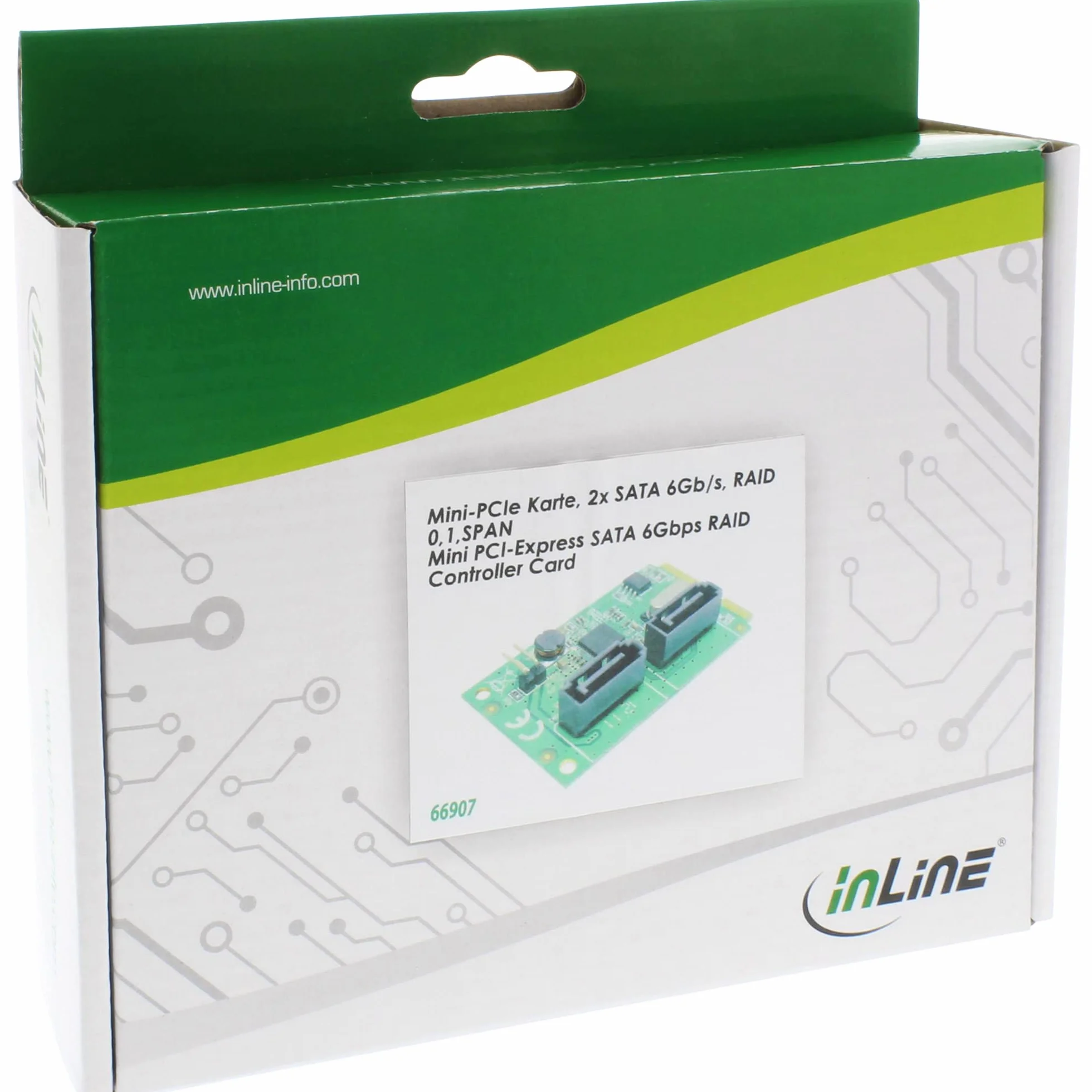 InLine 66907 Mini-PCIe 2.0 karta, 2 x SATA 6 Gb/s, RAID 0,1, SPAN