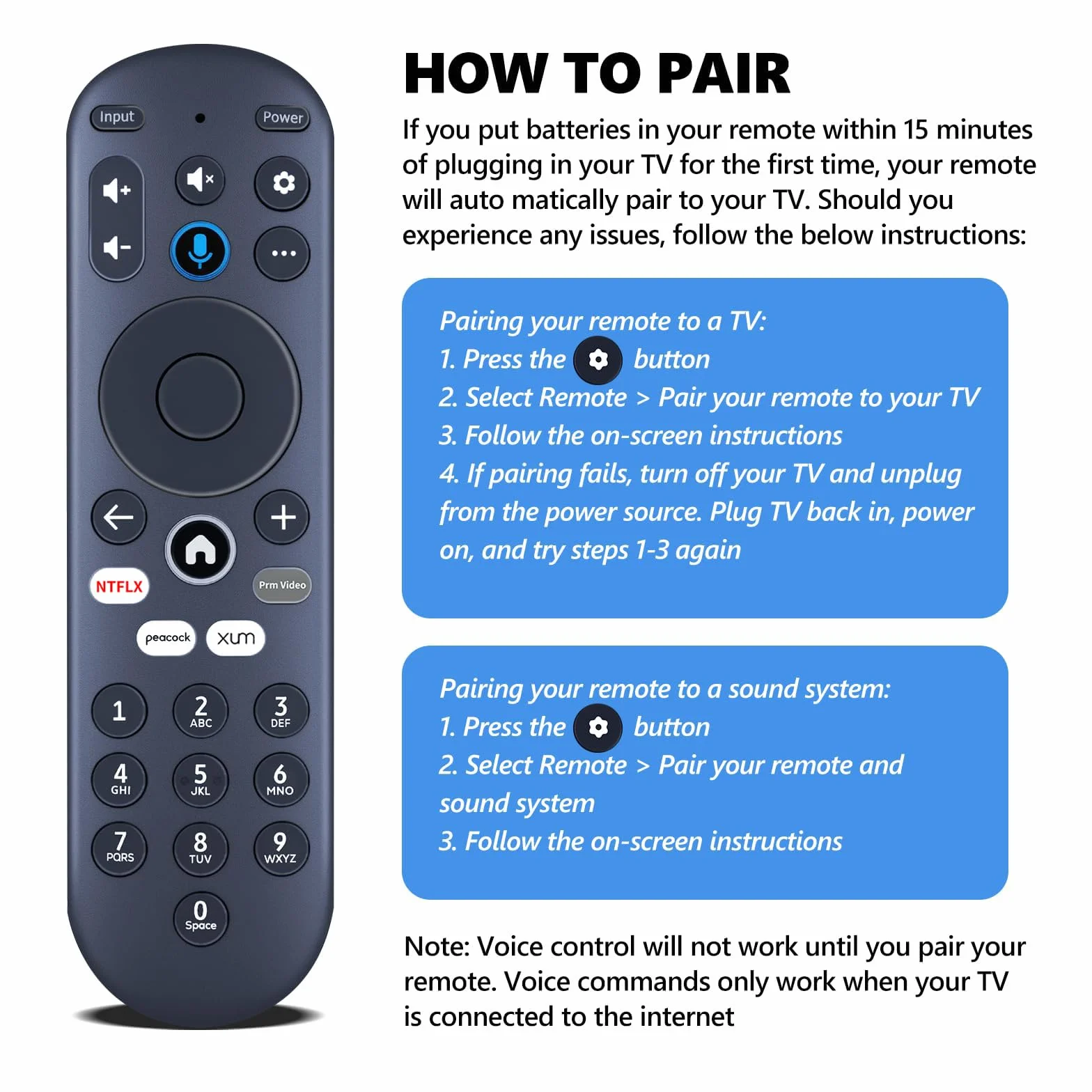 PZL Zamienny pilot głosowy pasuje tylko do elementu Xumo Stream Box
