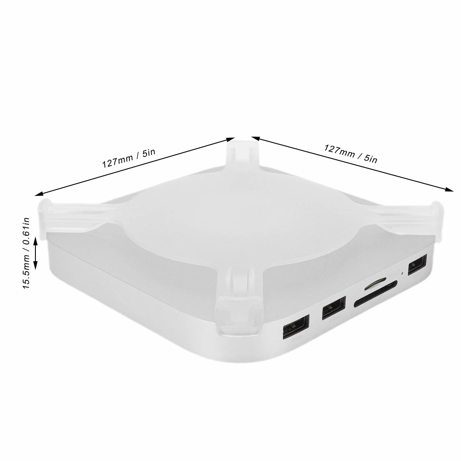 Stacja Dokująca do M4 i M4 Pro 2024, Stojak na obudowę NVMe SSD z Portami USB-A 10 Gb/s, Czytnik Kart SD/TF 4.0, Adapter Koncentratora USB-C Aluminium Srebrny