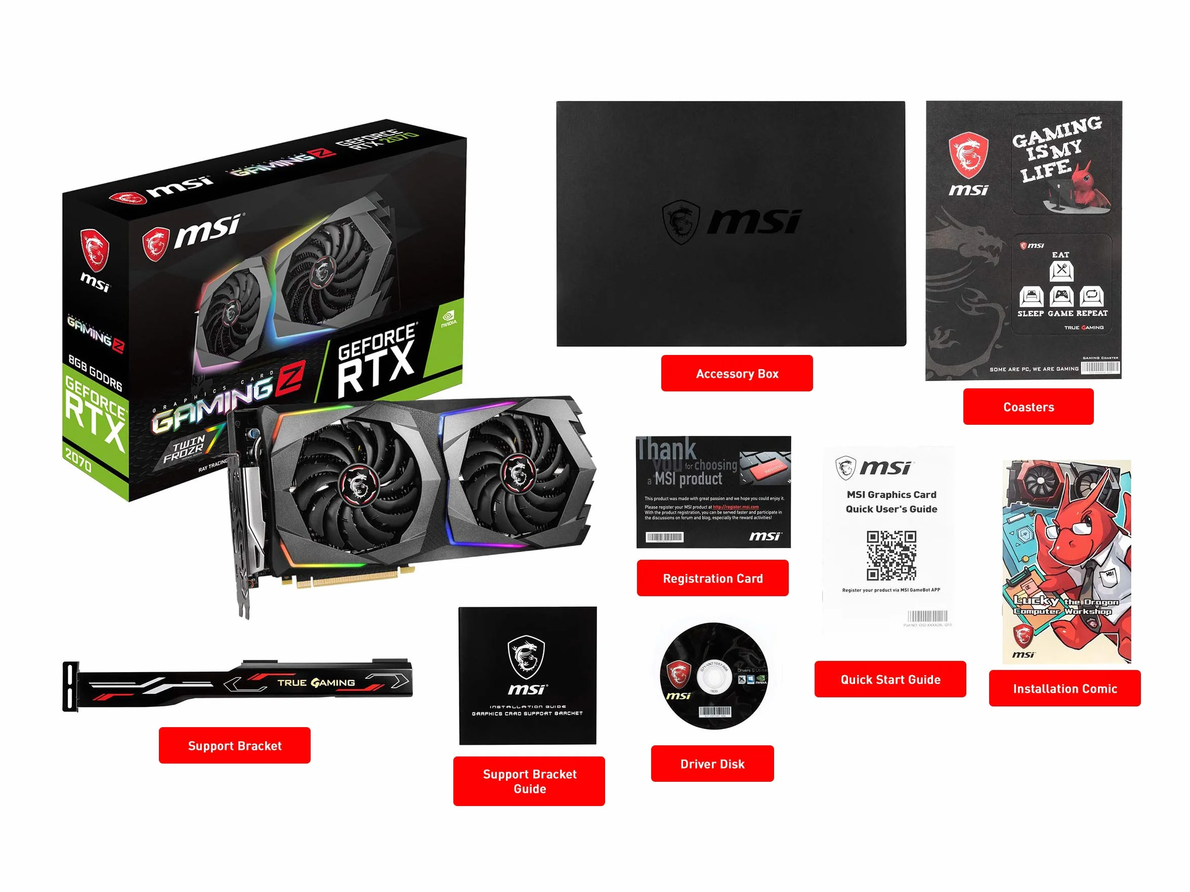 MSI GAMING GeForce RTX 2070 8 GB GDRR6 256-bitowa karta graficzna HDCP (RTX 2070 GAMING Z 8G)