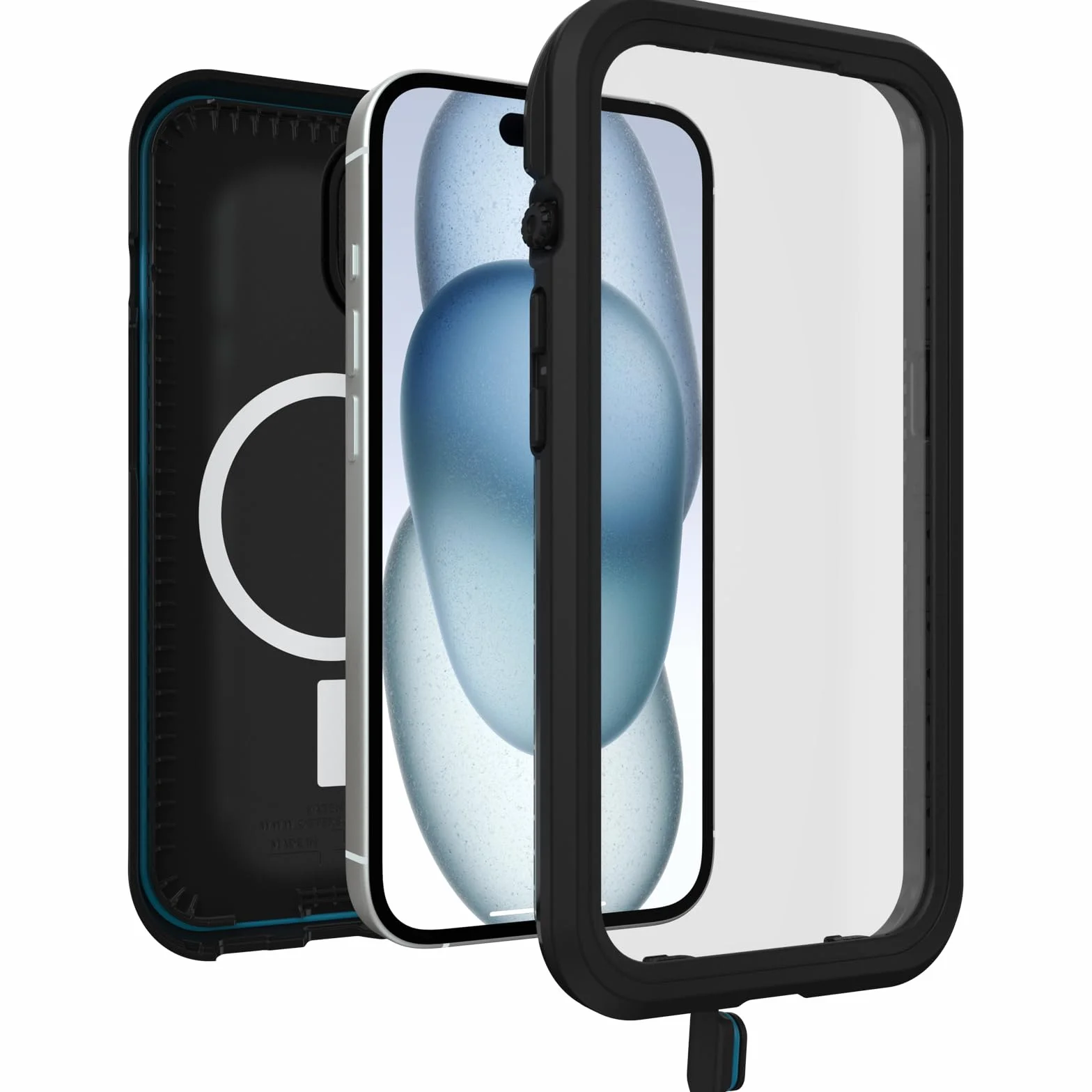 OtterBox Fre Etui do iPhone 15 na MagSafe, Wodoodporne (IP68), Eleganckie Etui z Wbudowanym Zabezpieczeniem Ekranu, Przetestowane 5 Razy Zgodnie ze Standardami Wojskowymi, Czarny