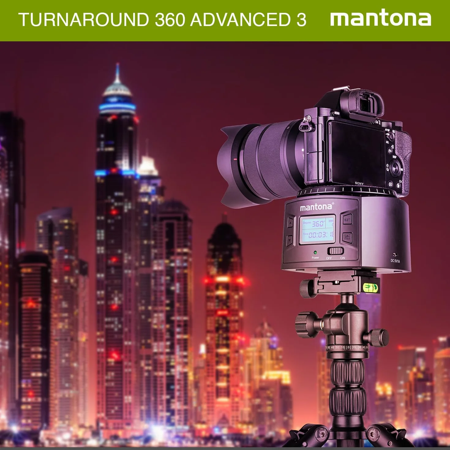 Mantona Turnaround 360 Advanced 3 Głowica Statywu z 2 Adapterami i Uchwytem na Smartfona, Czarny, 1 Sztuka