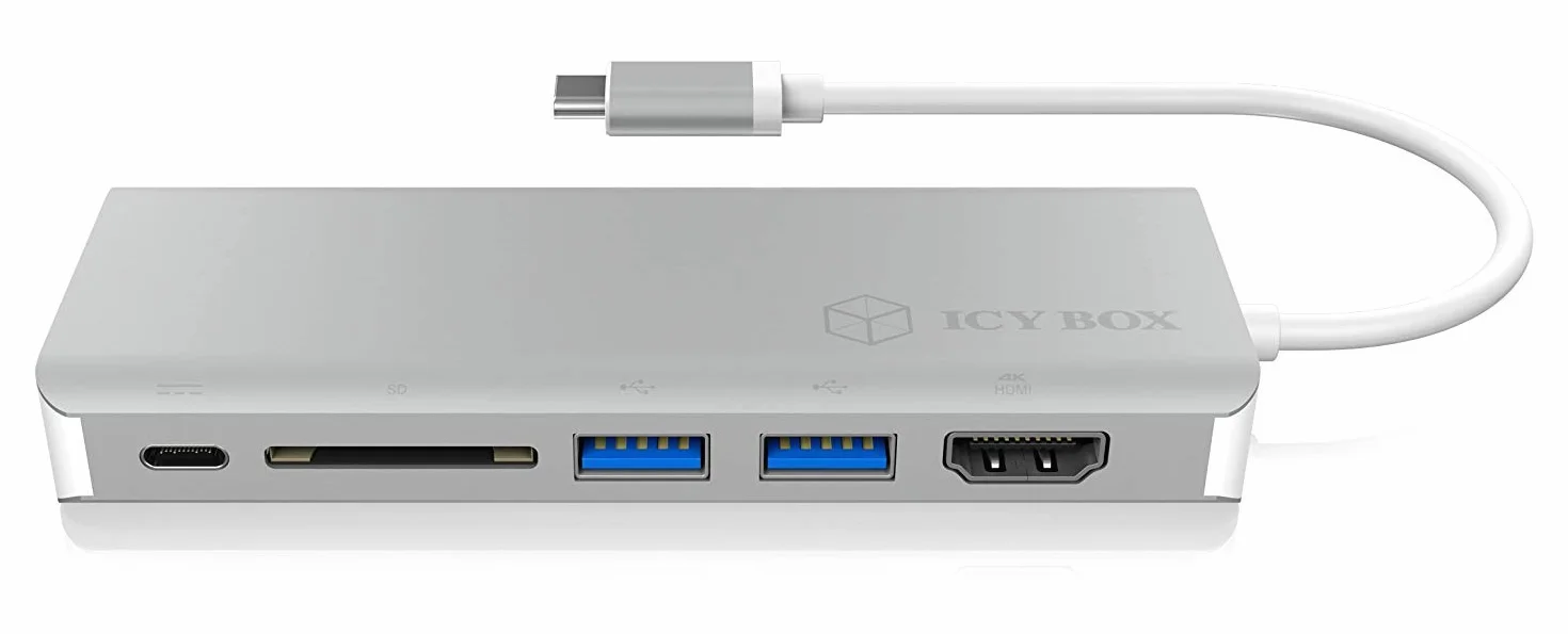 Icy Box IB-DK4034-CPD 60213, Adapter do Notebooków i Tabletów z HDMI, Srebrny
