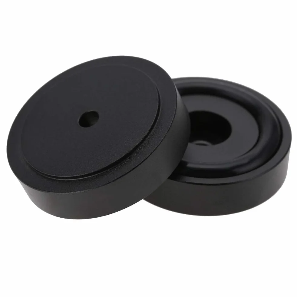 Garsent 4 szt. podkładki do wzmacniaczy, 40 x 10 mm, stop aluminium, uniwersalne, miedziane, kolce, podkładki, izolacja, piaskowanie, wzmacniacz, podkładki, stopy, czarne, 4 szt