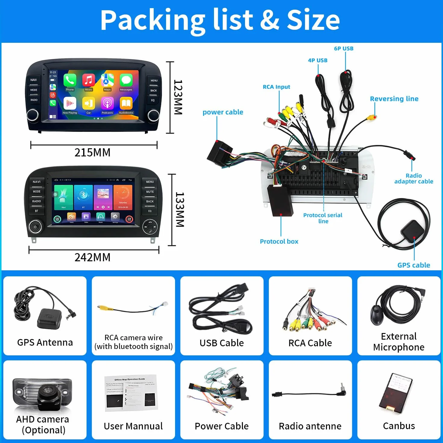 Radio samochodowe z systemem Android z nawigacją GPS, ekran dotykowy Canbus + noktowizor HD kamera cofania zamiennik do Mercedes-Benz SL R129 R230 SL55AMG SL63AMG SL65AMG SL280 SL300 SL350 SL500 SL600