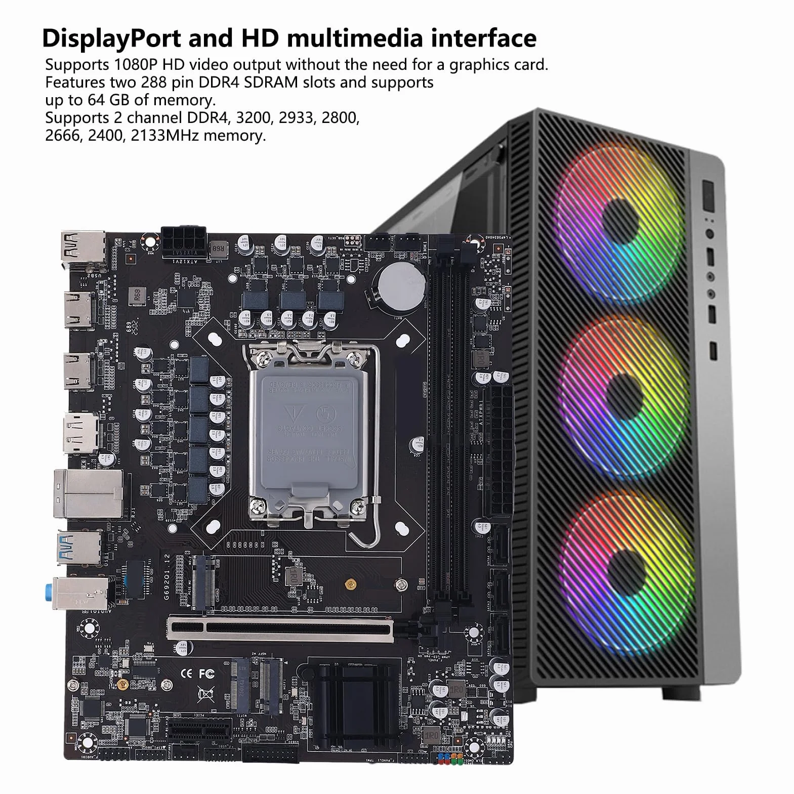 H610 M ATX Computer Mainboard, Obsługa Generacji 12/13./14. dla Core I3/I5/I7/I9, Płyta Główna DDR4 Gaming LGA 1700, Płyta Główna Gier z DP HDMI, NVME M.2, 3*SATA 3.0
