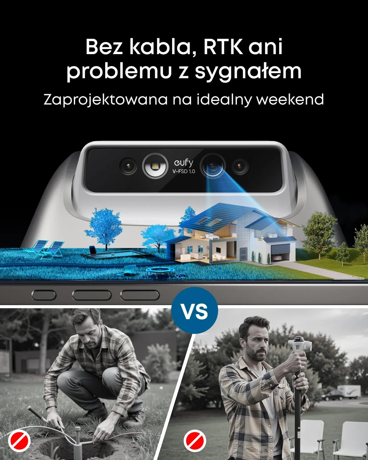 eufy E15 Automatyczna kosiarka bezprzewodowa TrueVision AI nawigacja do 800m²