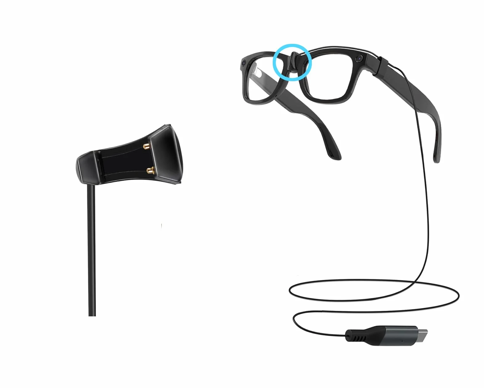 Kabel do ładowania typu C do inteligentnych okularów Ray-Ban Meta, 1,2 m, ładowanie podczas użytkowania, do podróży, powerbanku, laptopa, telefonu, ładowania samochodu, kompatybilny z Meta