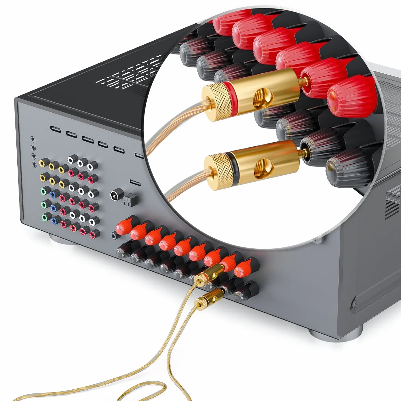 deleyCON 8x Wtyki Bananowe Pozłacany i Wkręcany do Kabli Głośniki Wzmacniacze Amplitunery AV Wzmacniacze Mocy Hifi Systemy Stereo